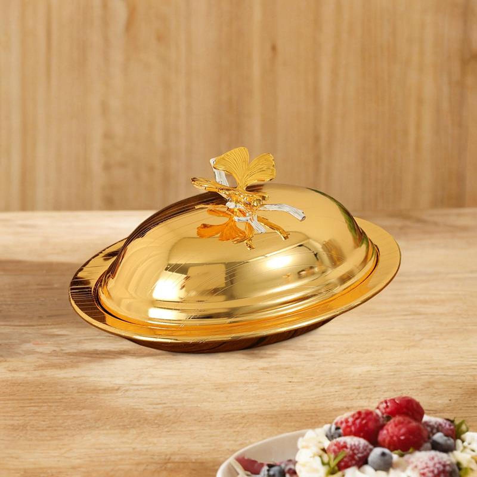 Snack Plate Multifunctional Platter Serving Tray for Hotels Home Dining Room Golden