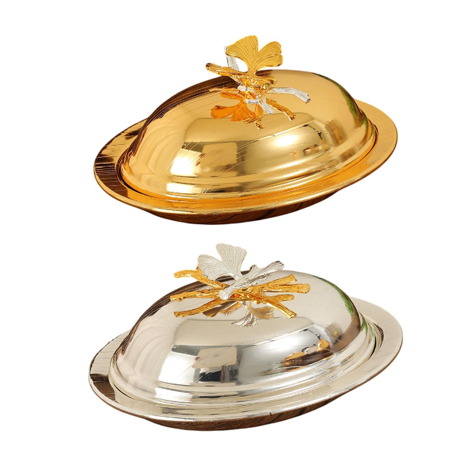 Snack Plate Multifunctional Platter Serving Tray for Hotels Home Dining Room Golden