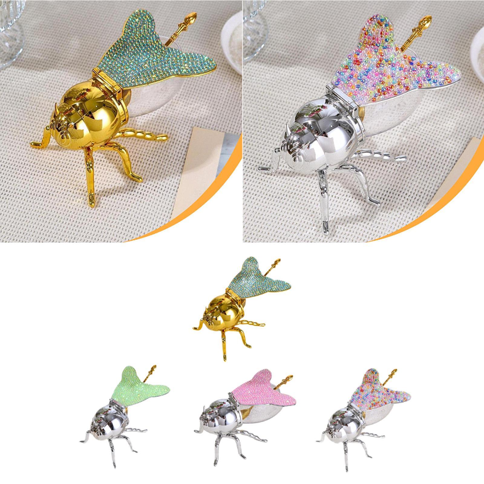 Bee Honey Pot Figurine Ornament Modern Spice Pot for Kitchen Festive Parties Gold and Green