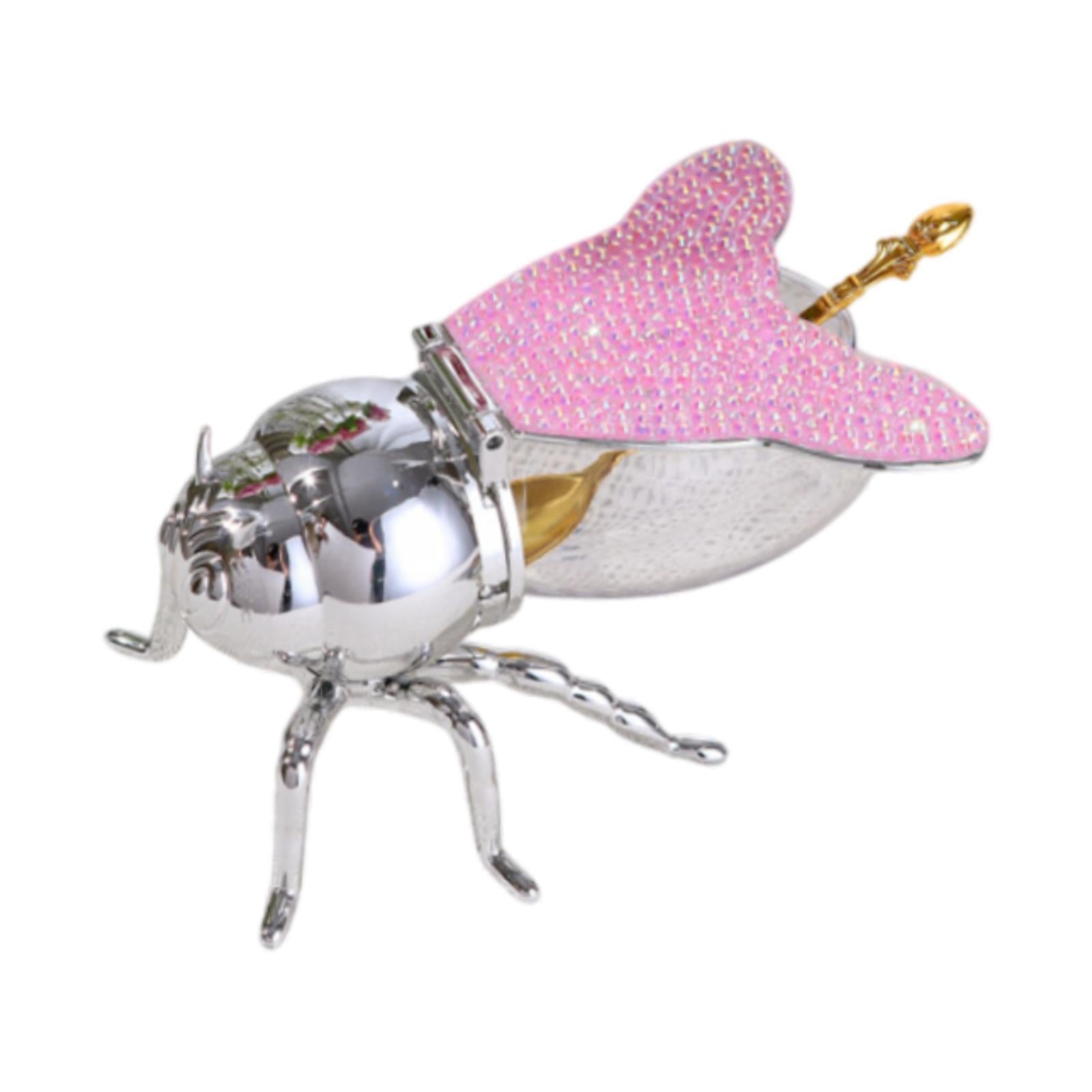 Bee Honey Pot Figurine Ornament Modern Spice Pot for Kitchen Festive Parties Argent pink