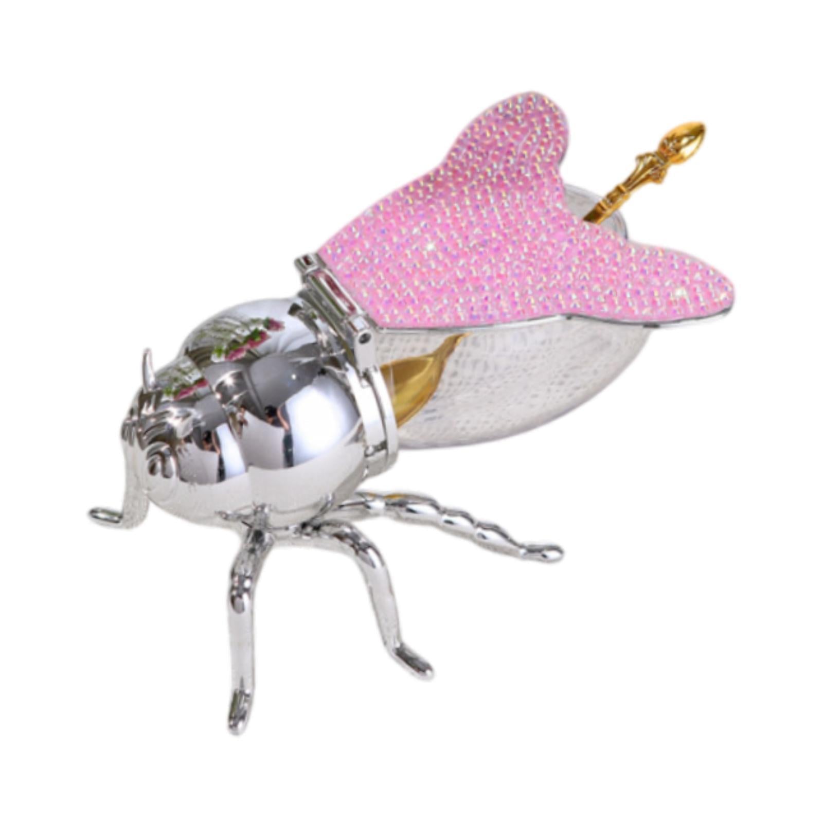 Bee Honey Pot Figurine Ornament Modern Spice Pot for Kitchen Festive Parties Argent pink