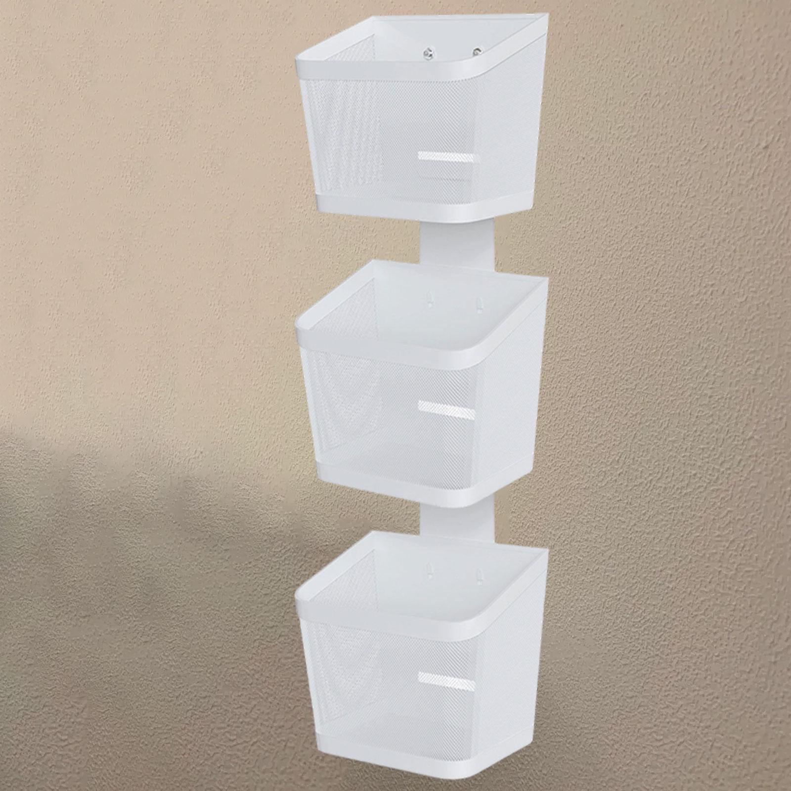 Hanging Wall Basket Minimalist Garlic Keeper for Bathroom Kitchen Restaurant Three Layer White