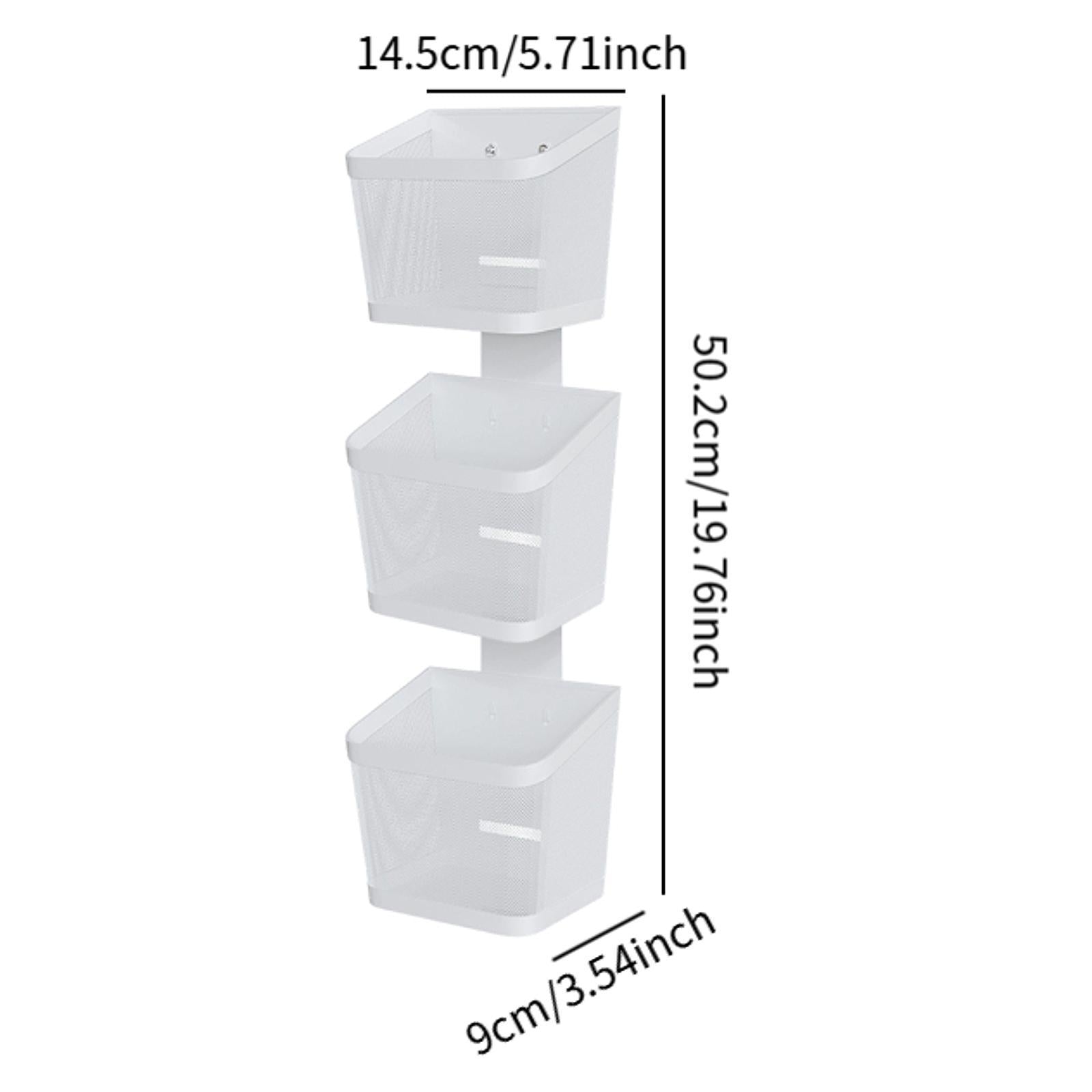 Hanging Wall Basket Minimalist Garlic Keeper for Bathroom Kitchen Restaurant Three Layer White