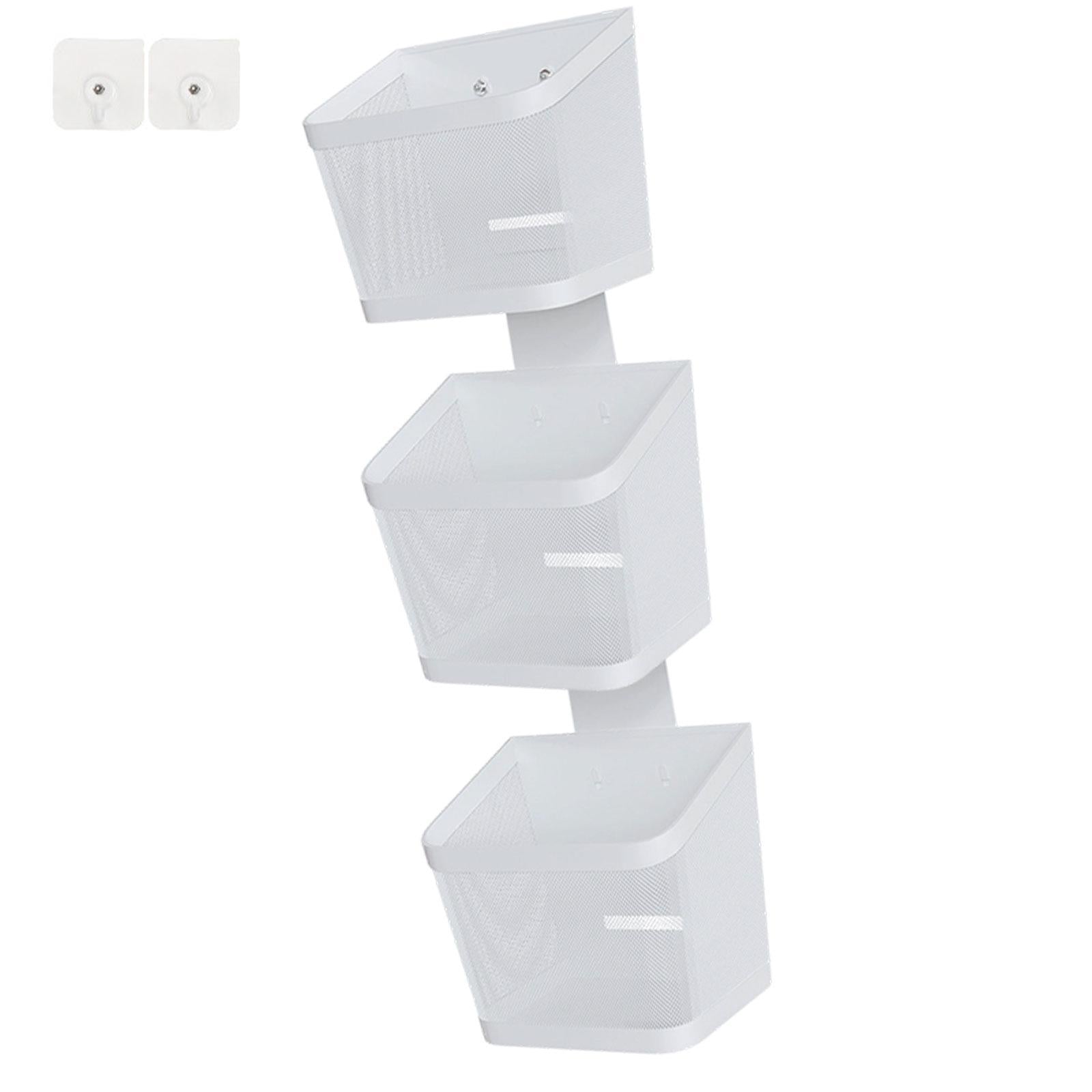 Hanging Wall Basket Minimalist Garlic Keeper for Bathroom Kitchen Restaurant Three Layer White