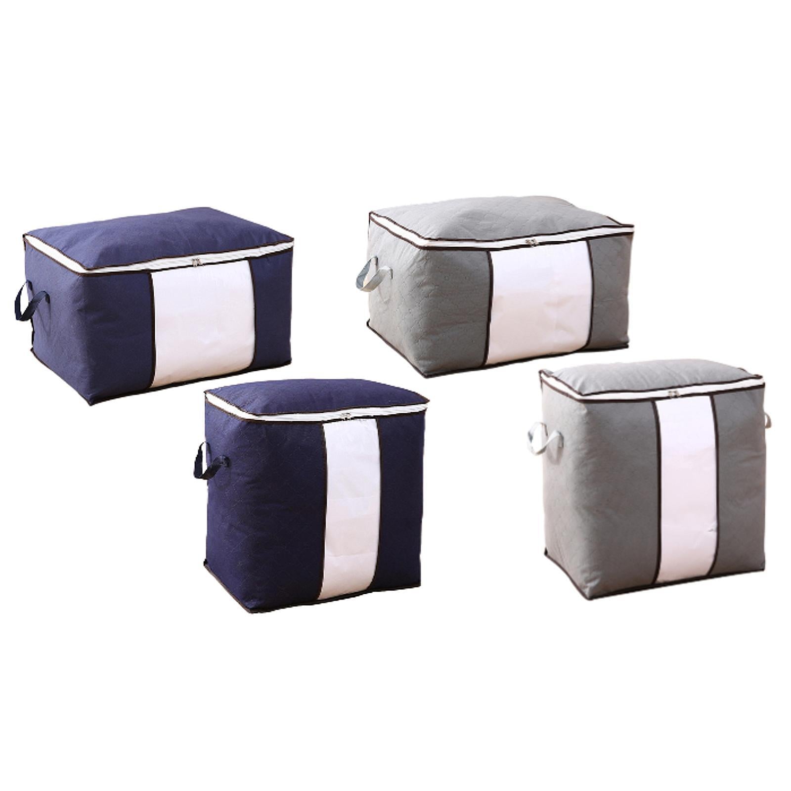 2Pcs Quilt Storage Bags with Zippers for Toys Bedding Accessories Bed Sheets Gray