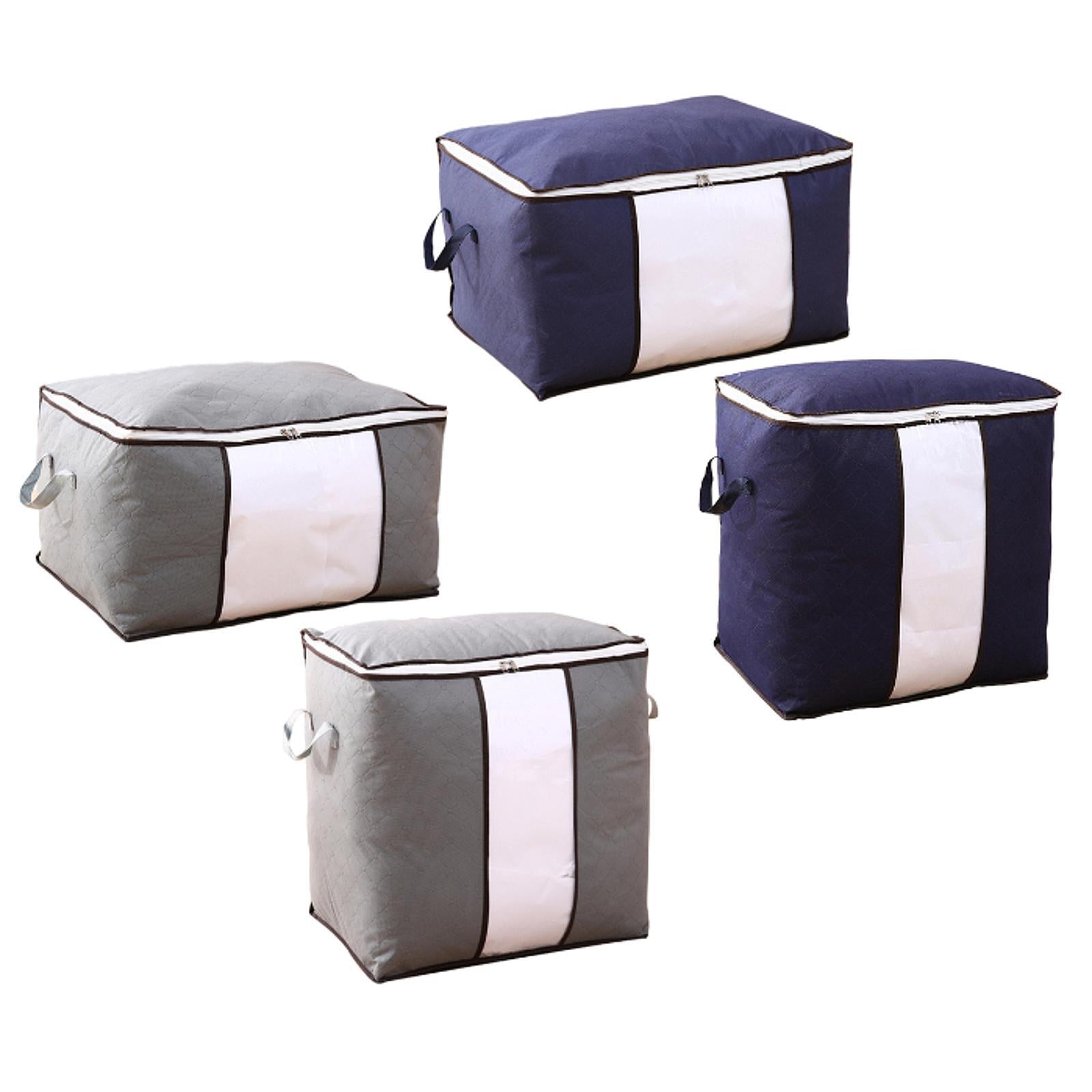 2Pcs Quilt Storage Bags with Zippers for Toys Bedding Accessories Bed Sheets Gray