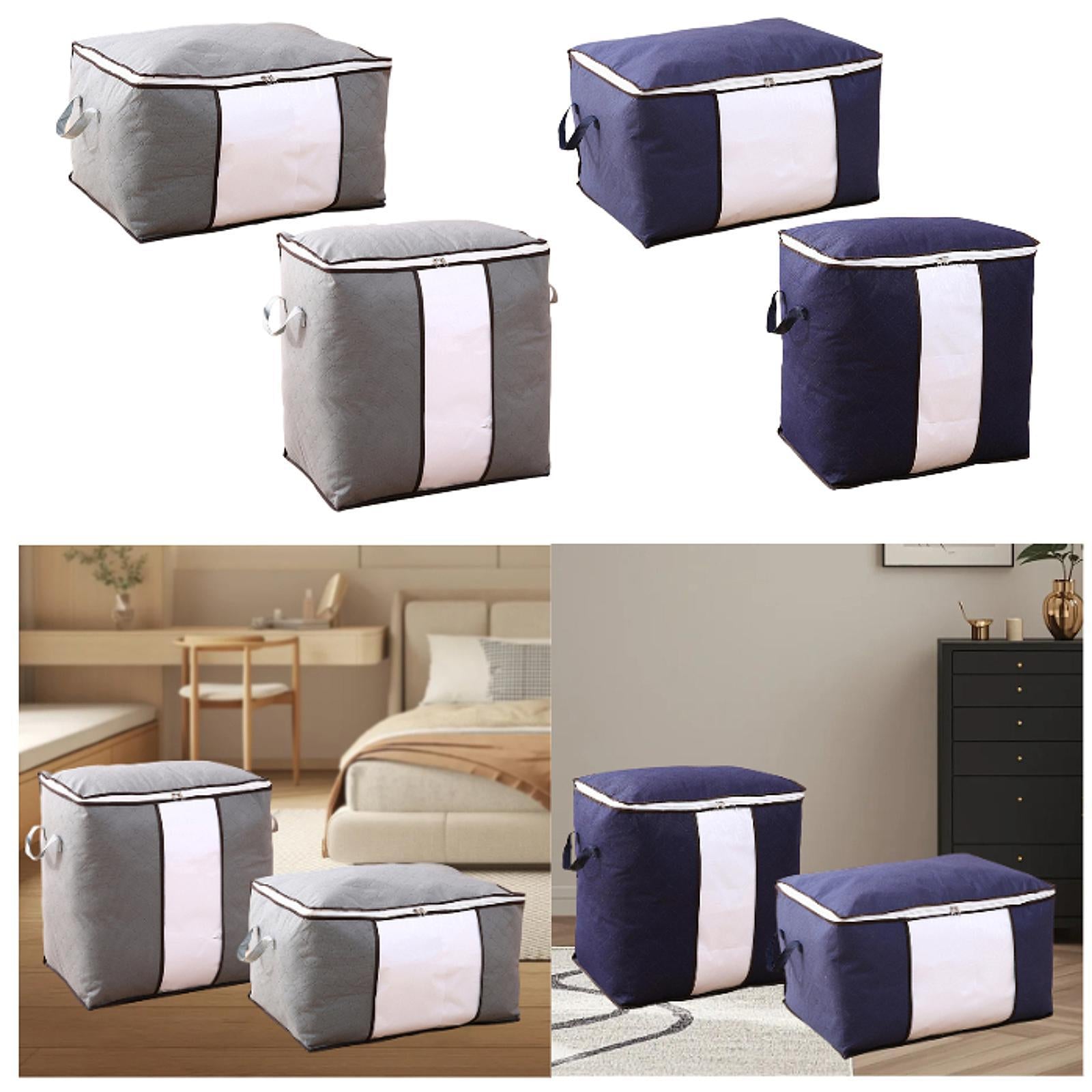 2Pcs Quilt Storage Bags with Zippers for Toys Bedding Accessories Bed Sheets Gray