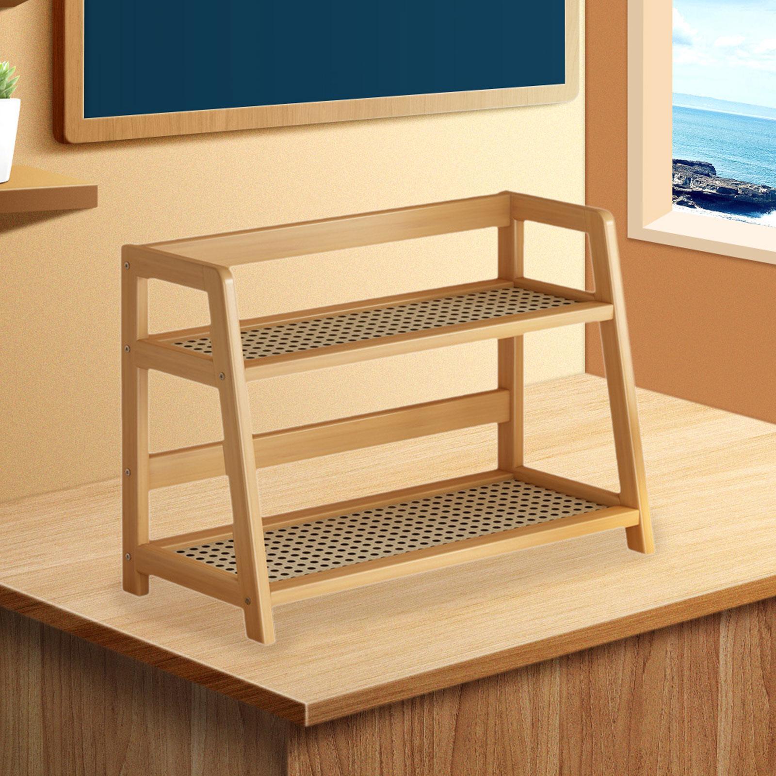 Desk Storage Organizer 2 Tier Double Layer Rack for Tabletop Counter Kitchen