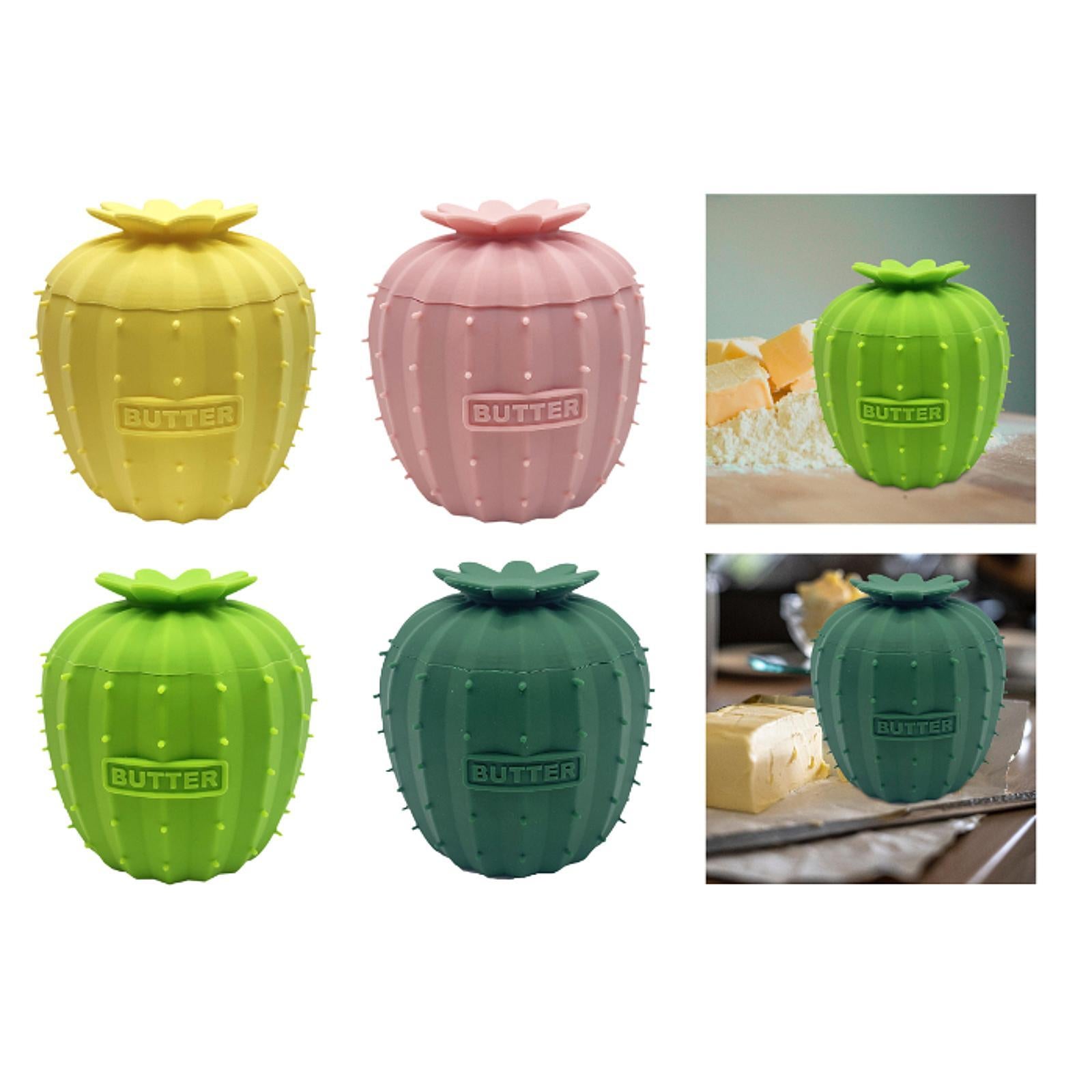 Butter Crock Cactus Shape Silicone Butter Dish for Cafe Restaurant Household Yellow