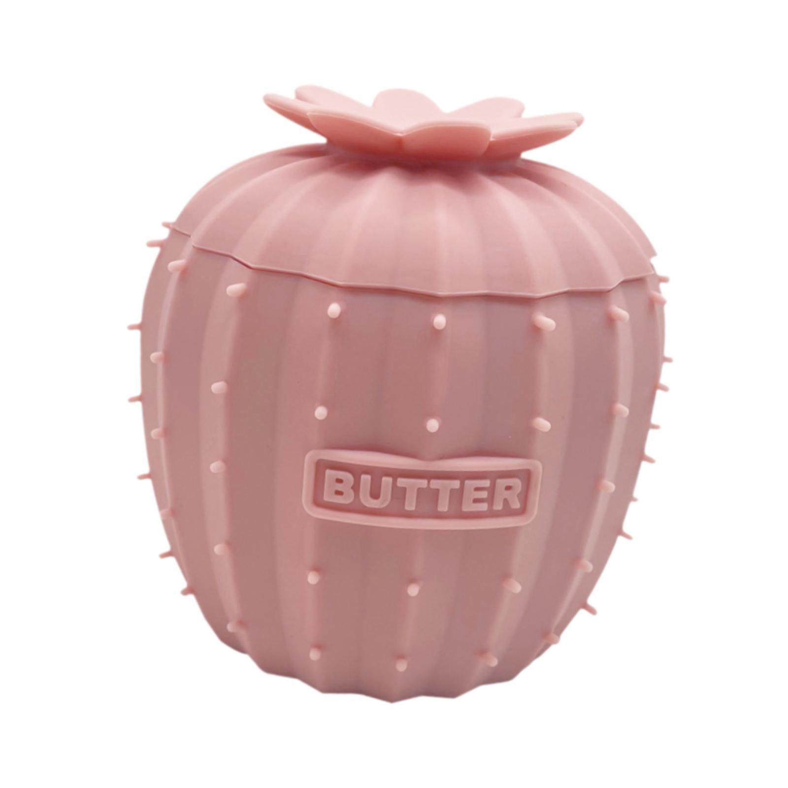 Butter Crock Cactus Shape Silicone Butter Dish for Cafe Restaurant Household Pink