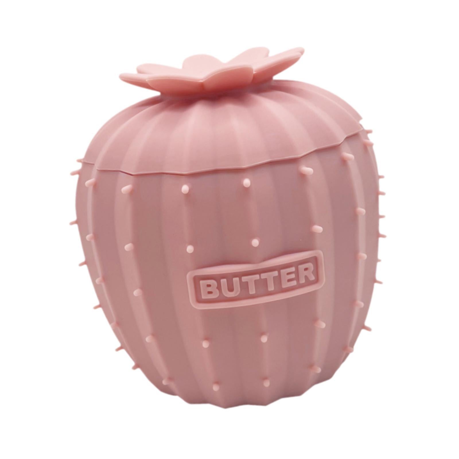 Butter Crock Cactus Shape Silicone Butter Dish for Cafe Restaurant Household Pink