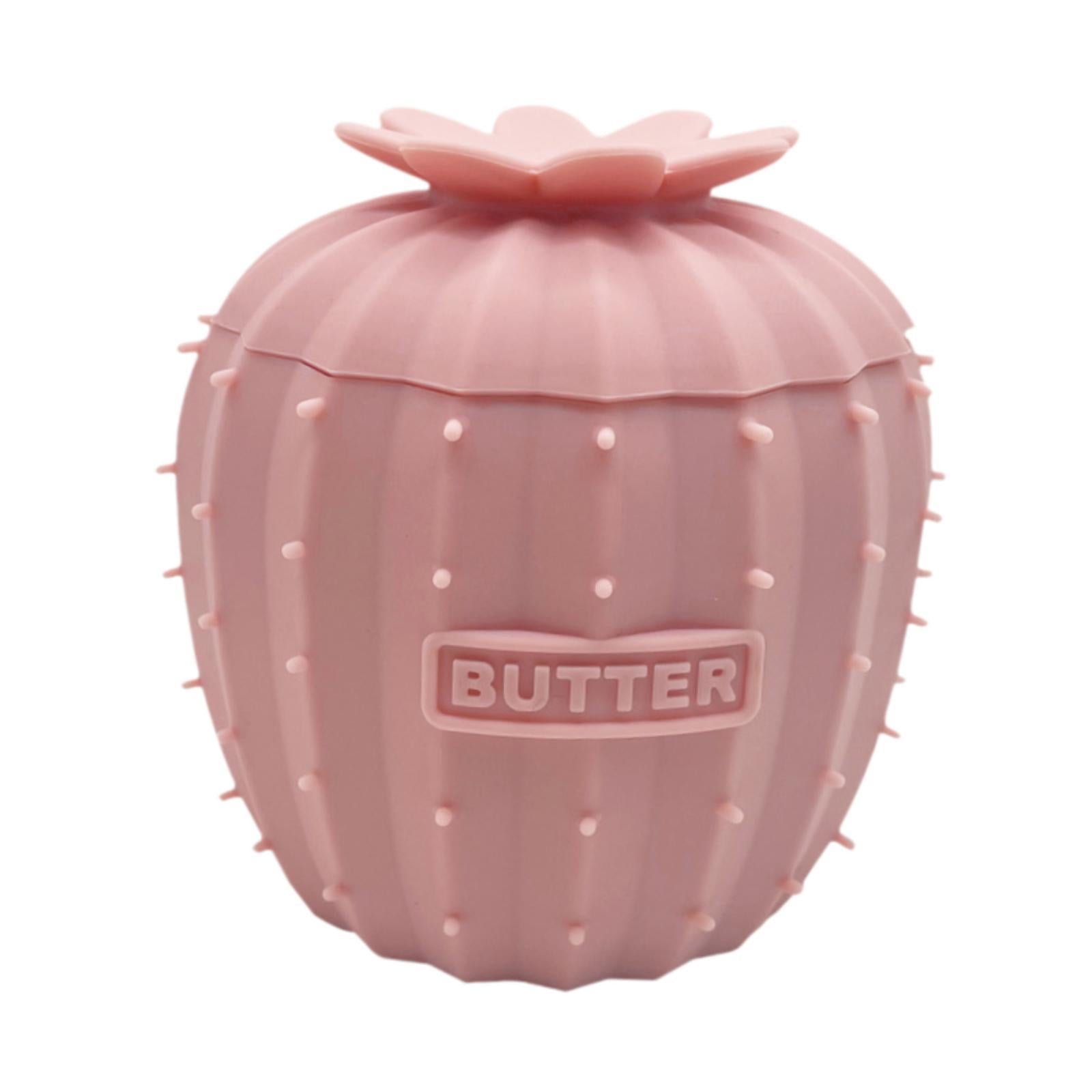 Butter Crock Cactus Shape Silicone Butter Dish for Cafe Restaurant Household Pink