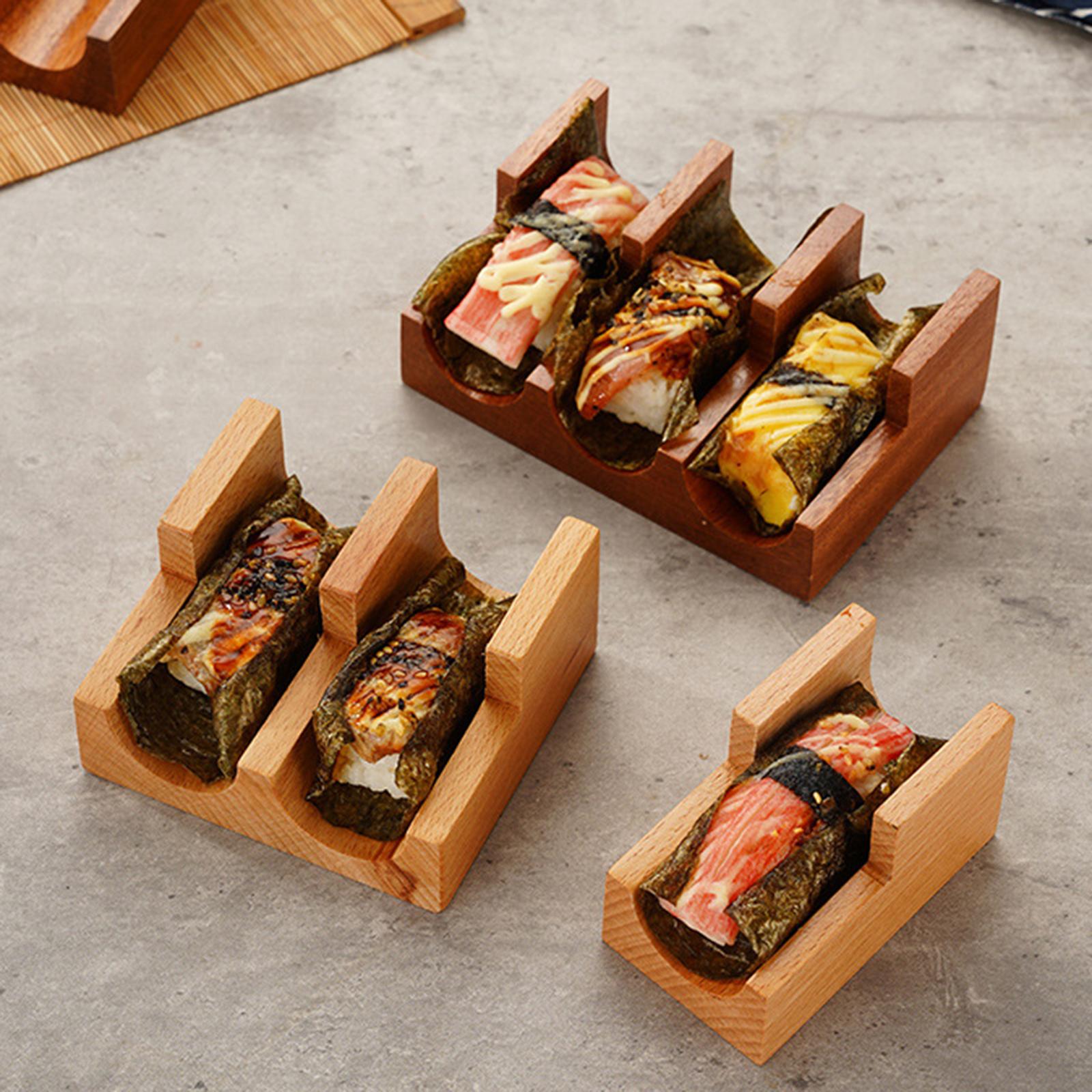 Wood Sushi Holder Sushi Hand Roll Holder for Tabletop Party Supplies Sashimi 3 Grid
