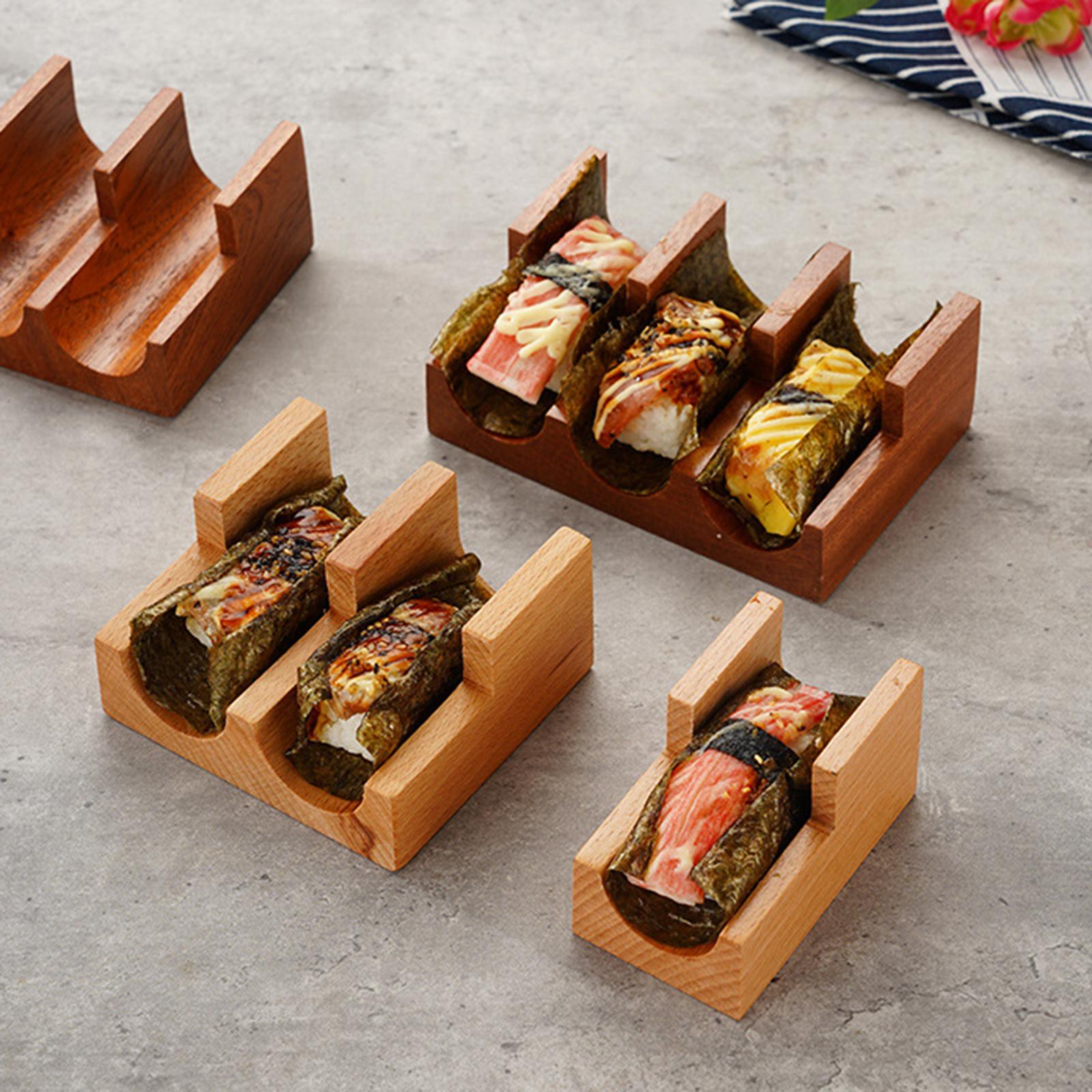 Wood Sushi Holder Sushi Hand Roll Holder for Tabletop Party Supplies Sashimi 3 Grid