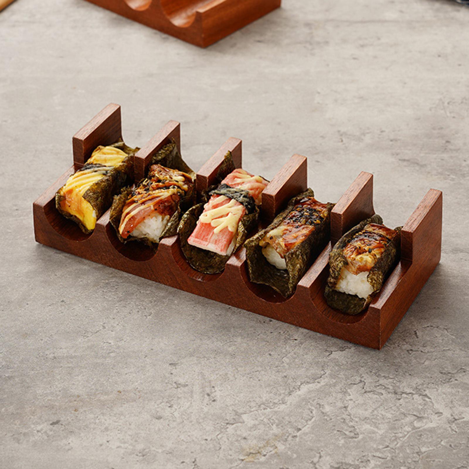 Wood Sushi Holder Sushi Hand Roll Holder for Tabletop Party Supplies Sashimi 5 Grid