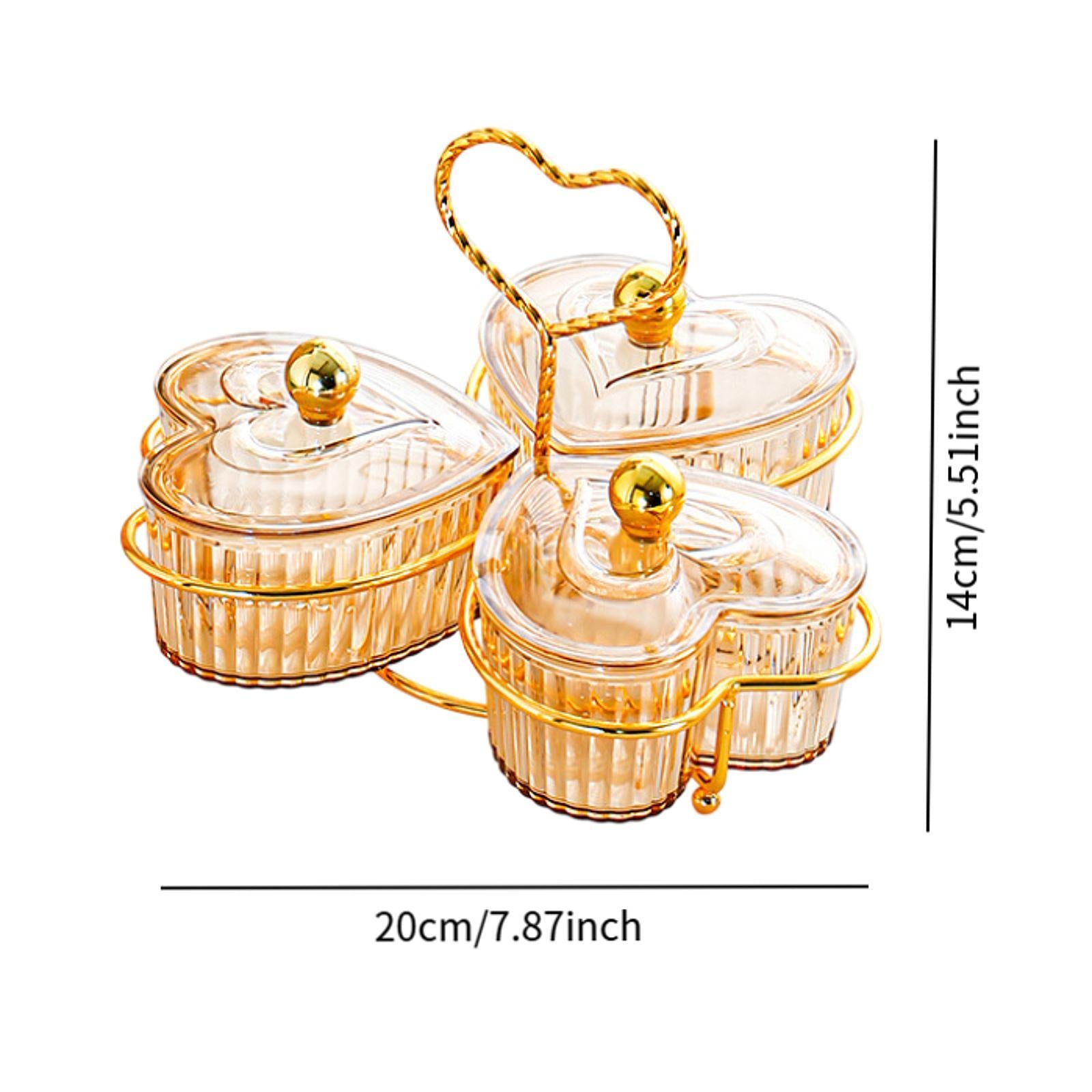 Divided Serving Trays Decorative Snack Platters for Dessert Chip Cookies Orange 3 Bowls