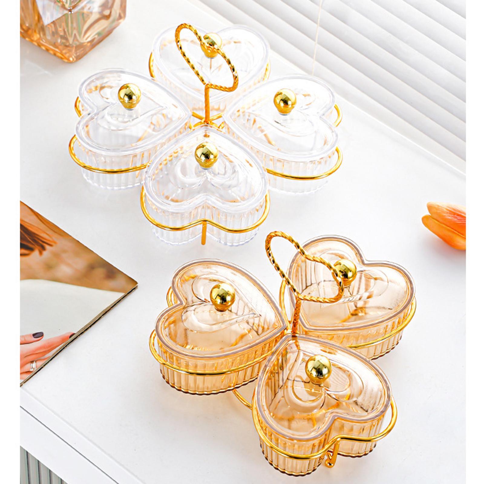 Divided Serving Trays Decorative Snack Platters for Dessert Chip Cookies Orange 3 Bowls