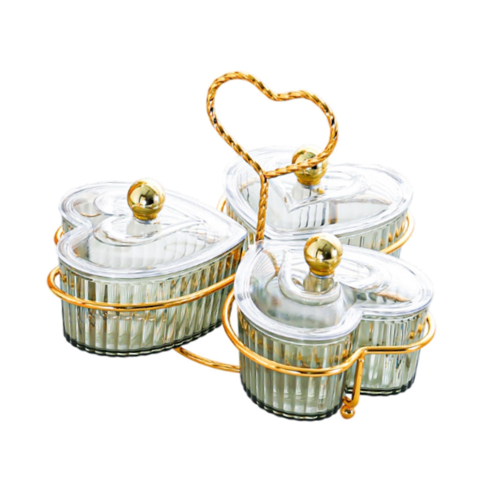 Divided Serving Trays Decorative Snack Platters for Dessert Chip Cookies Green 3 Bowls