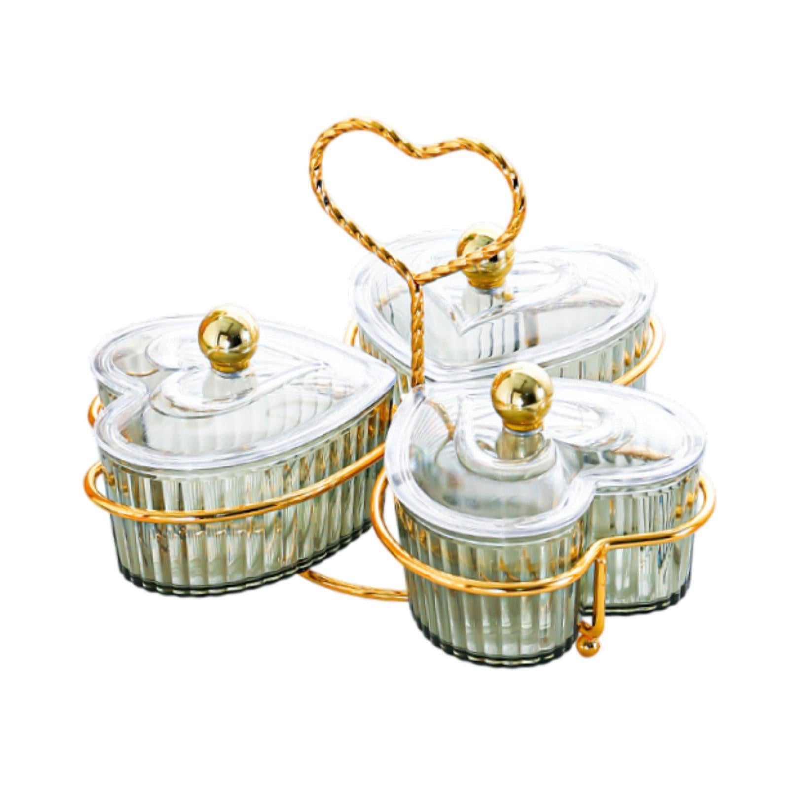 Divided Serving Trays Decorative Snack Platters for Dessert Chip Cookies Green 3 Bowls
