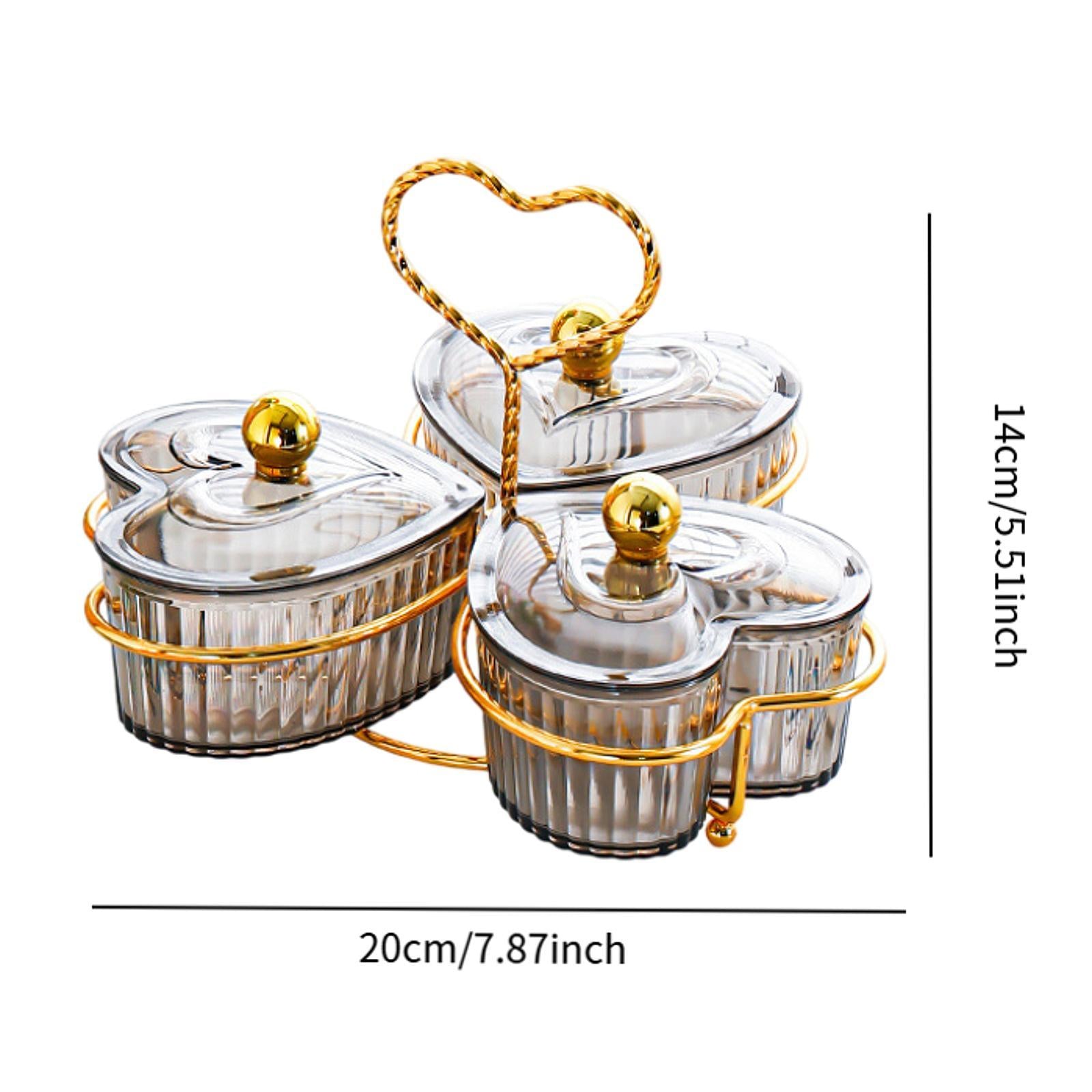Divided Serving Trays Decorative Snack Platters for Dessert Chip Cookies Gray 3 Bowls