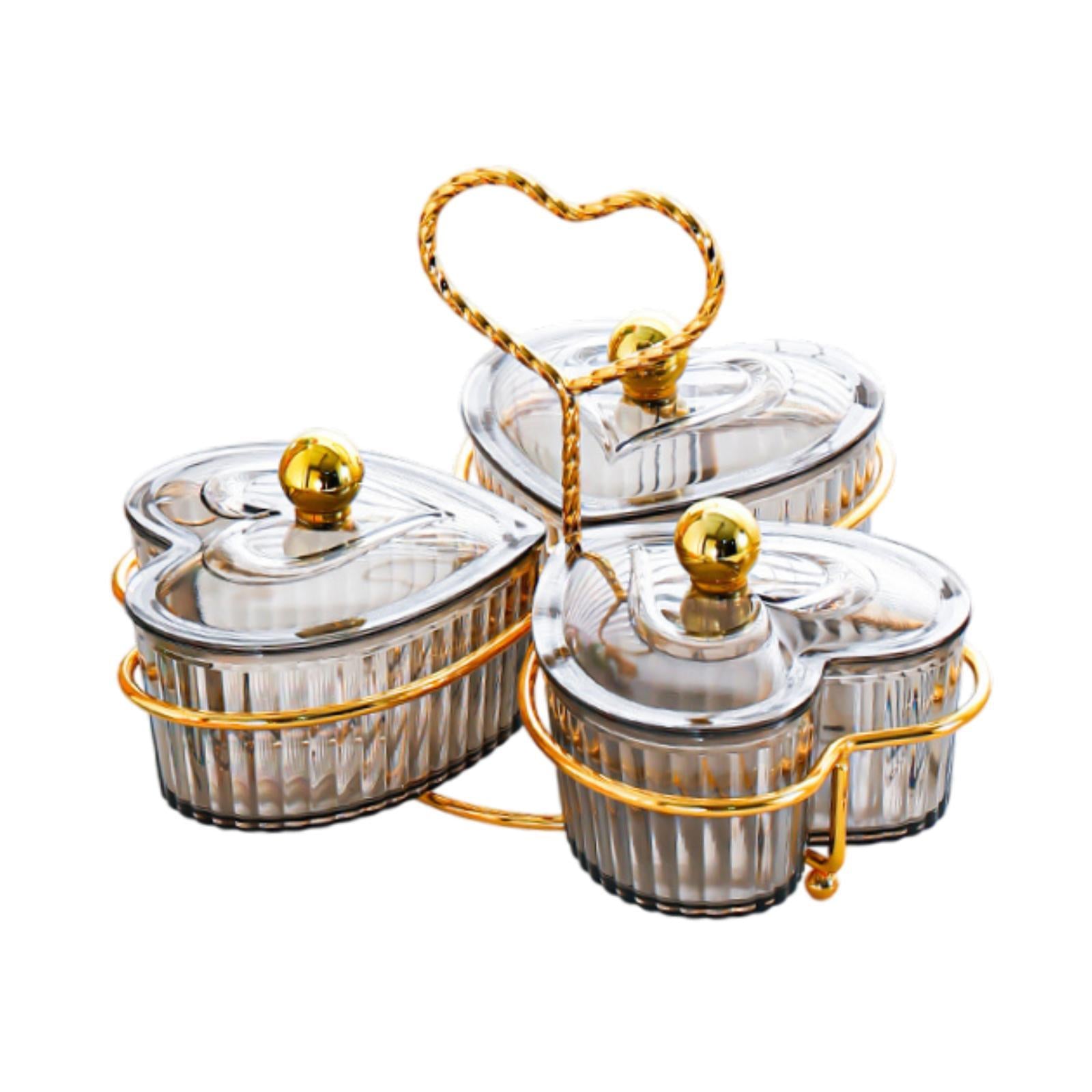 Divided Serving Trays Decorative Snack Platters for Dessert Chip Cookies Gray 3 Bowls