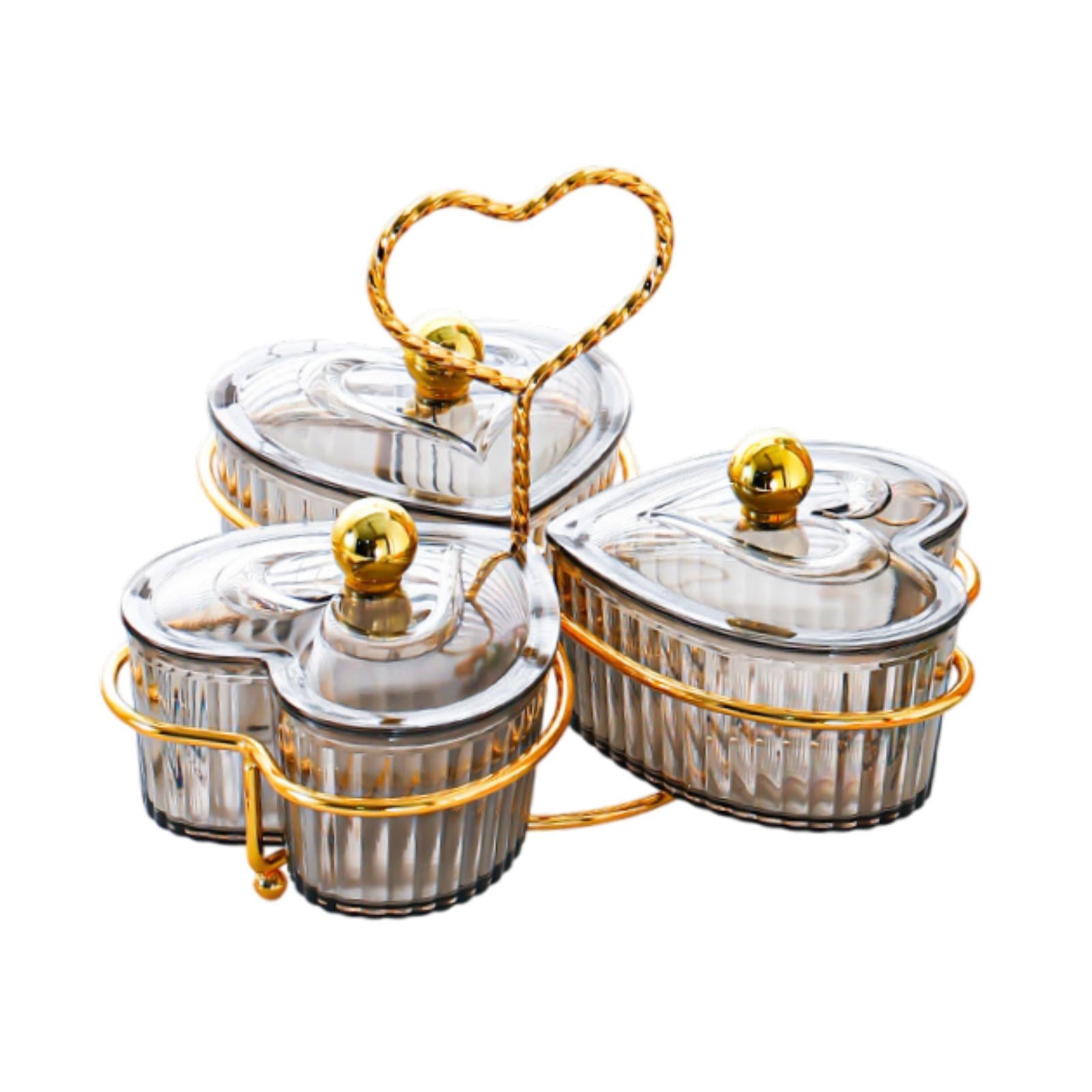 Divided Serving Trays Decorative Snack Platters for Dessert Chip Cookies Gray 3 Bowls
