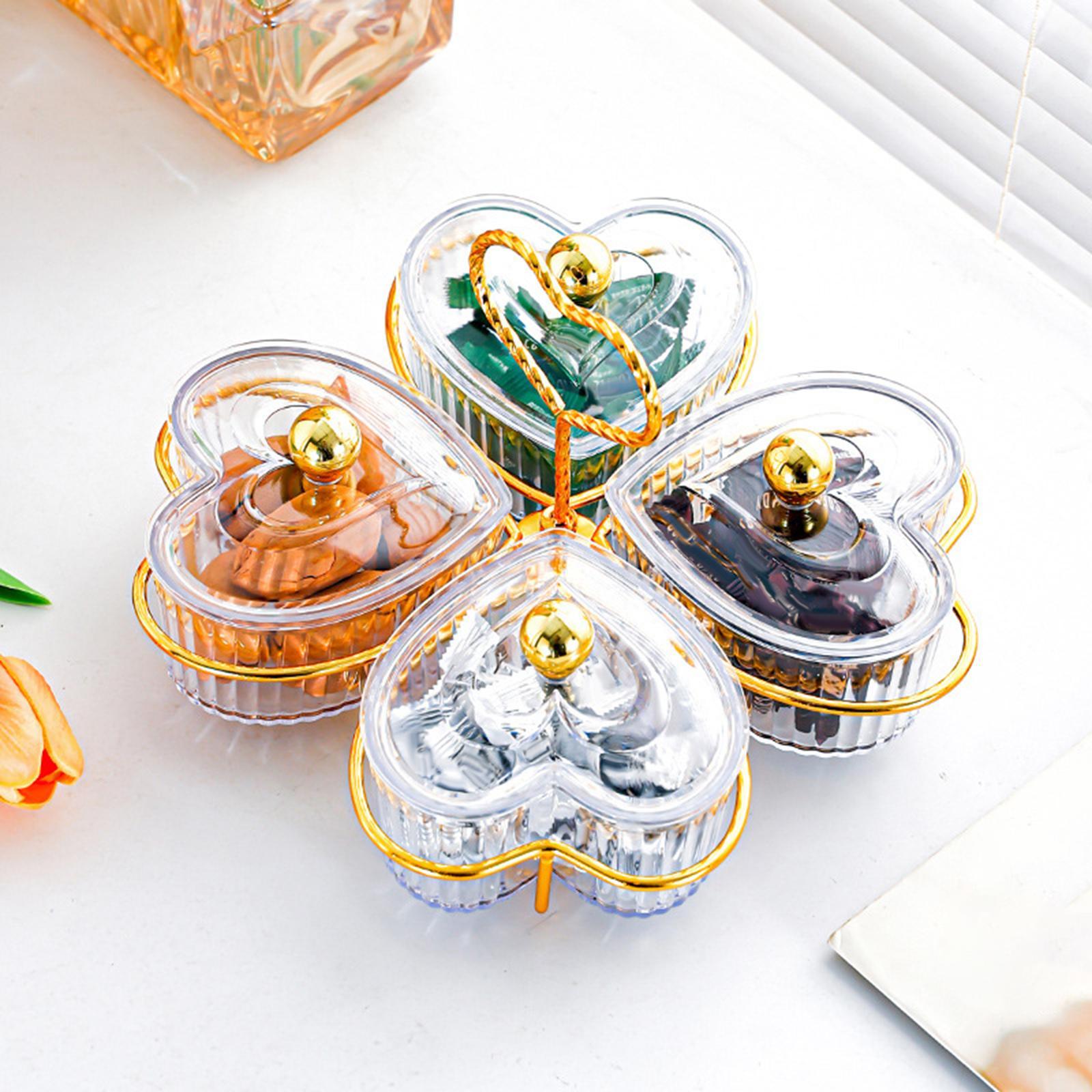 Divided Serving Trays Decorative Snack Platters for Dessert Chip Cookies Clear 4 Bowls