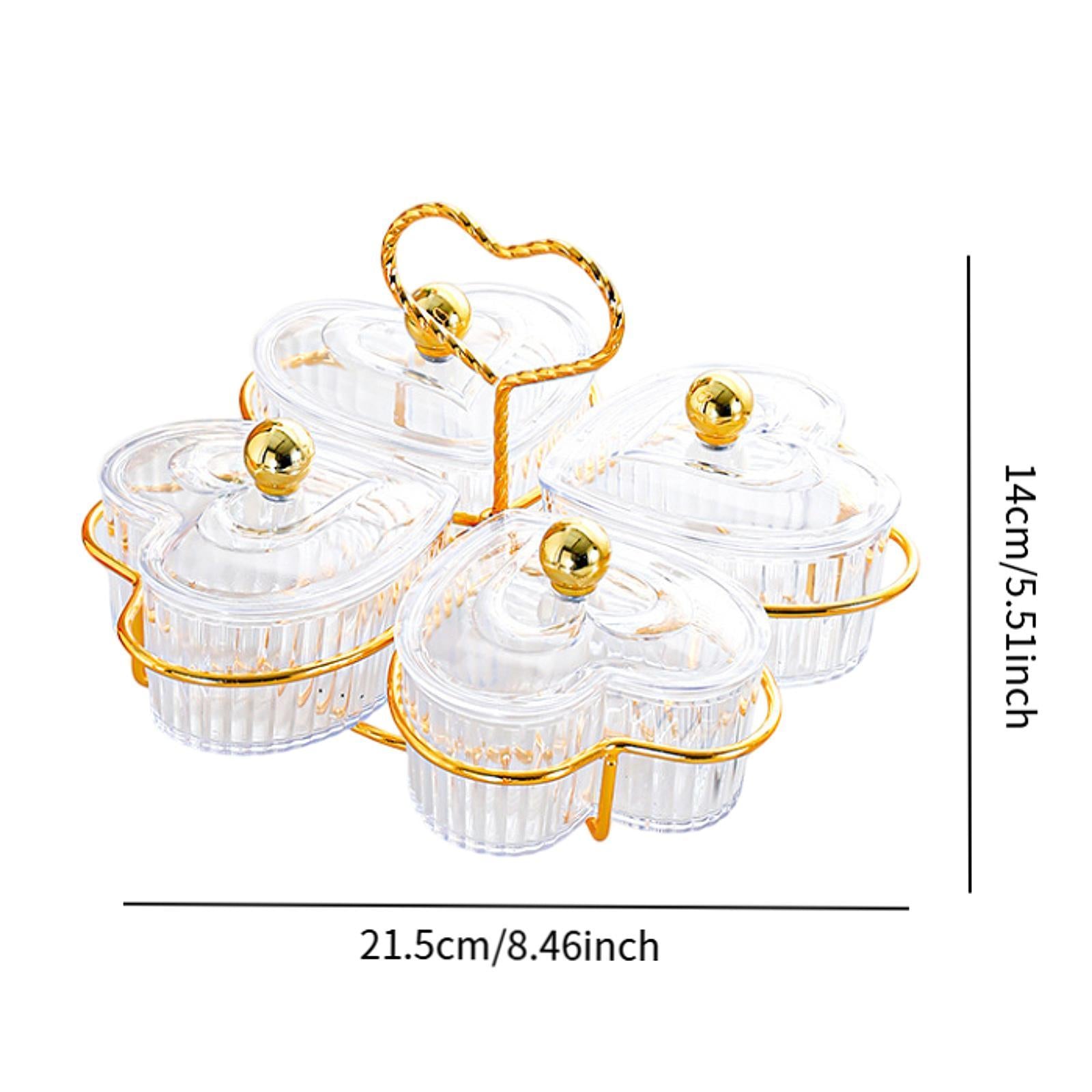 Divided Serving Trays Decorative Snack Platters for Dessert Chip Cookies Clear 4 Bowls