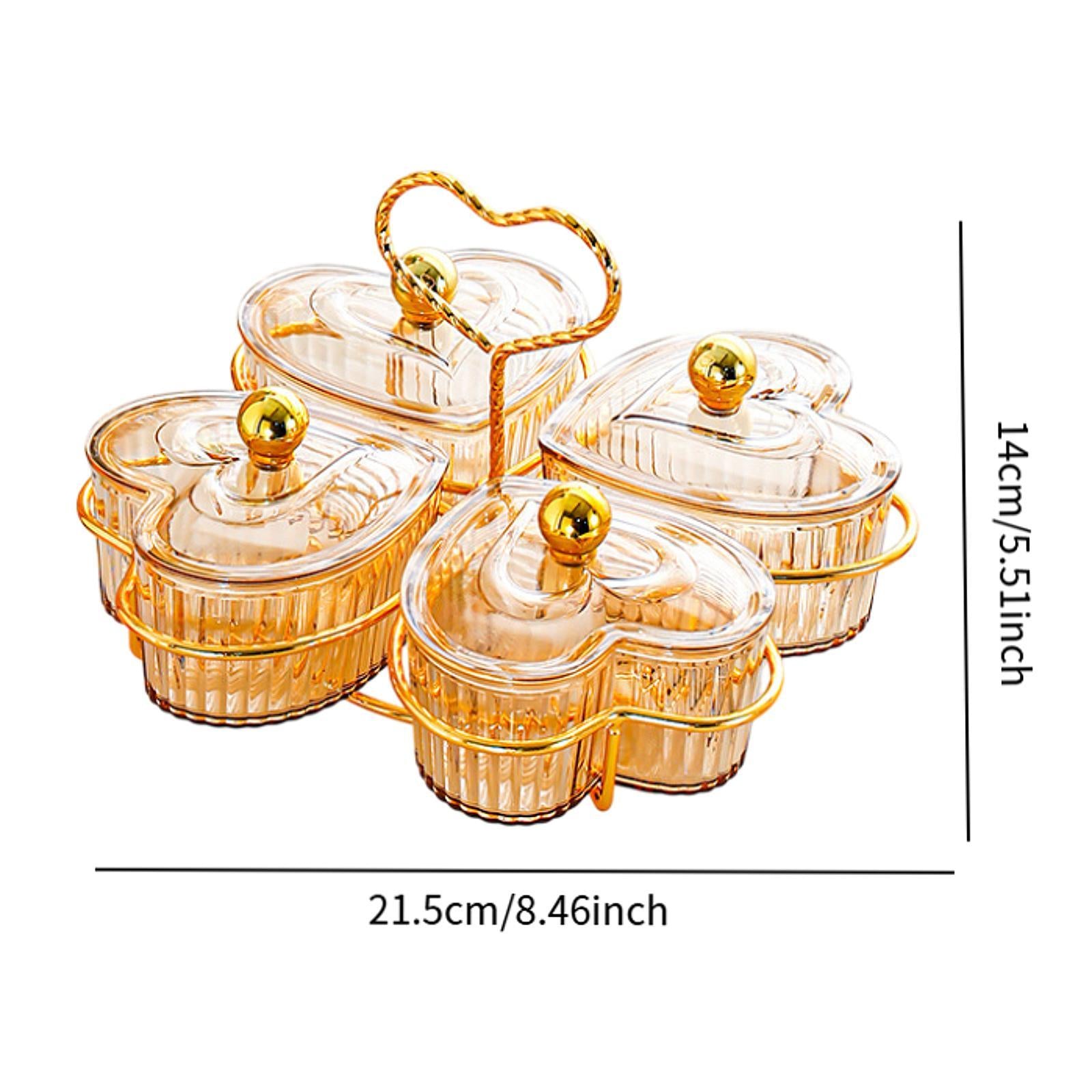 Divided Serving Trays Decorative Snack Platters for Dessert Chip Cookies Orange 4 Bowls