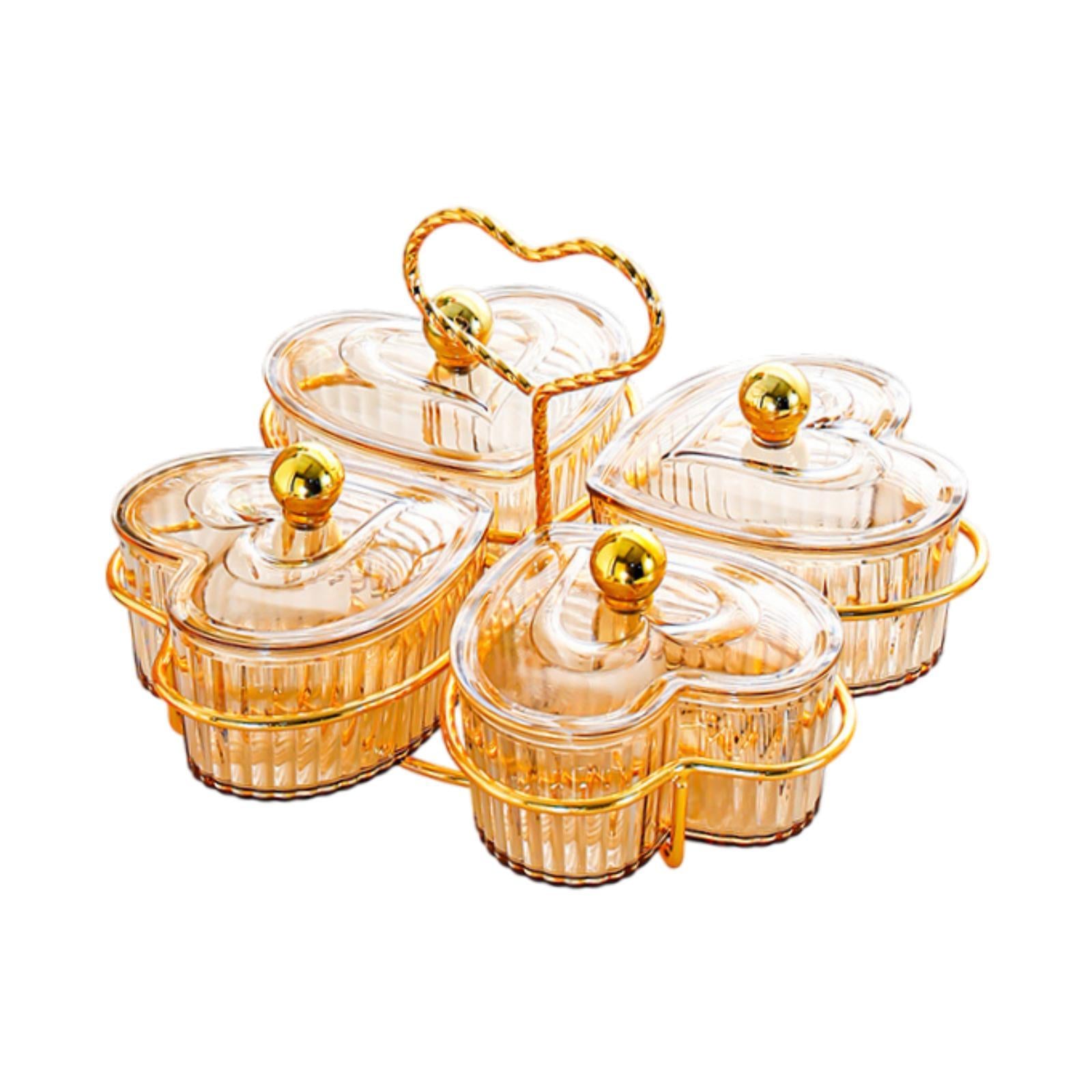 Divided Serving Trays Decorative Snack Platters for Dessert Chip Cookies Orange 4 Bowls