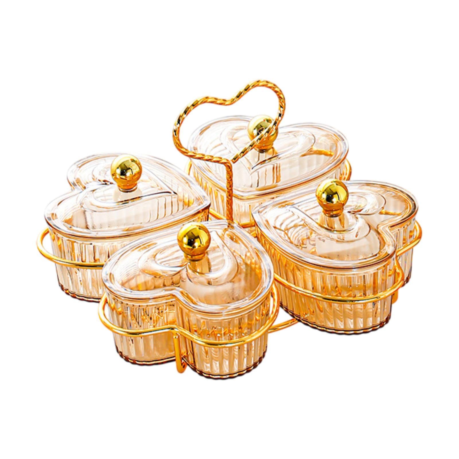 Divided Serving Trays Decorative Snack Platters for Dessert Chip Cookies Orange 4 Bowls