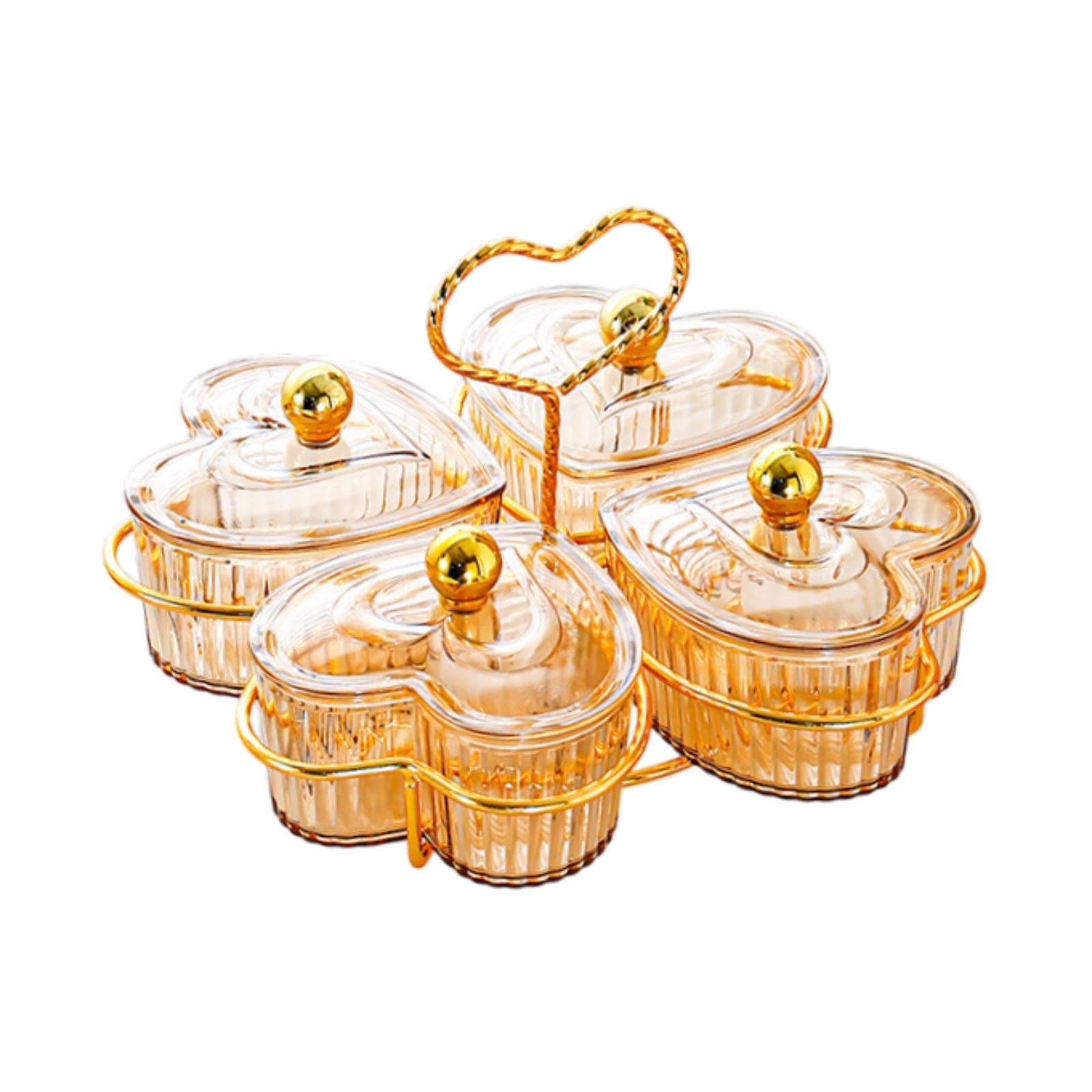 Divided Serving Trays Decorative Snack Platters for Dessert Chip Cookies Orange 4 Bowls