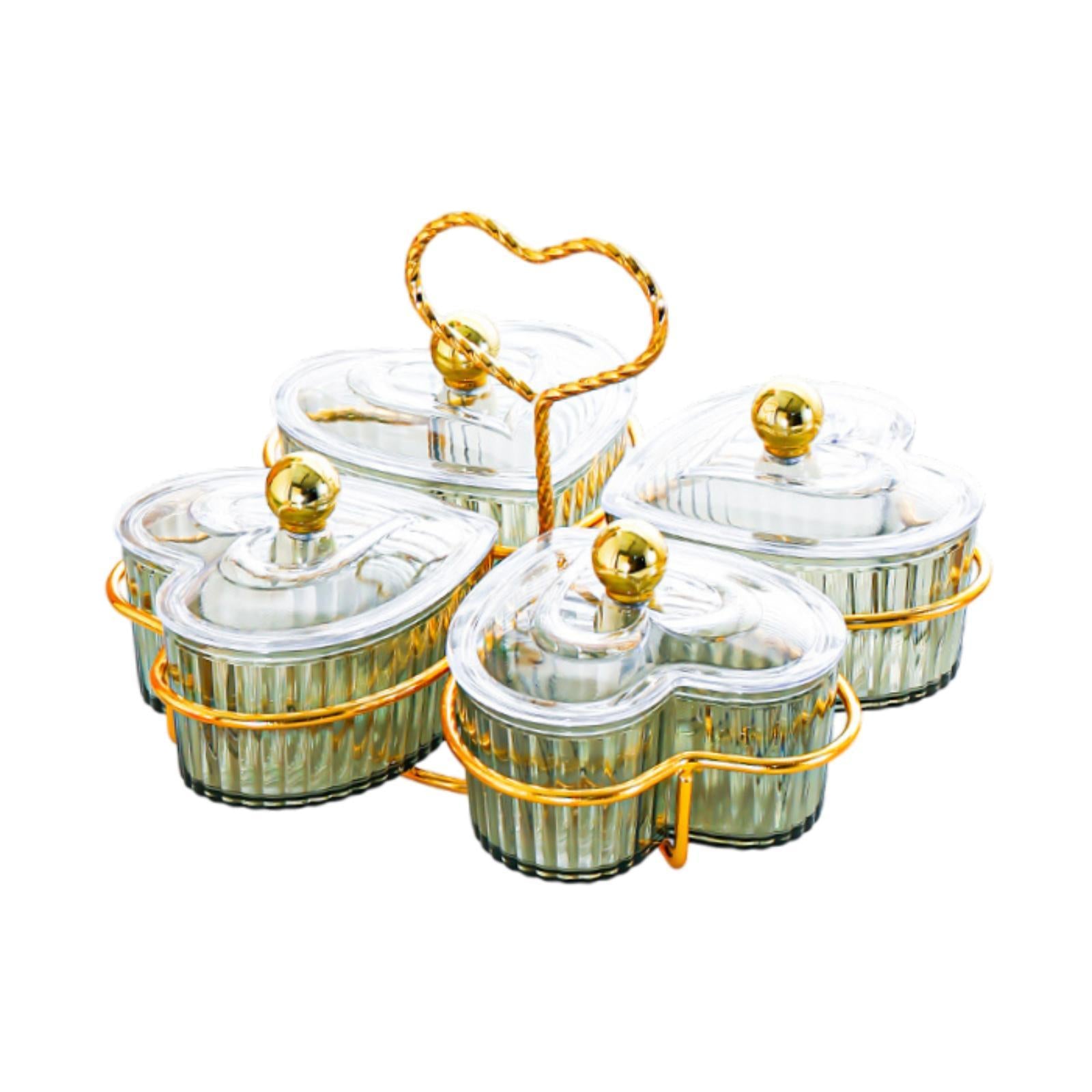 Divided Serving Trays Decorative Snack Platters for Dessert Chip Cookies Green 4 Bowls