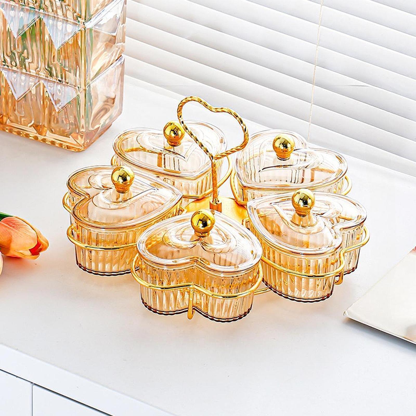 Divided Serving Trays Decorative Snack Platters for Dessert Chip Cookies Orange 5 Bowls