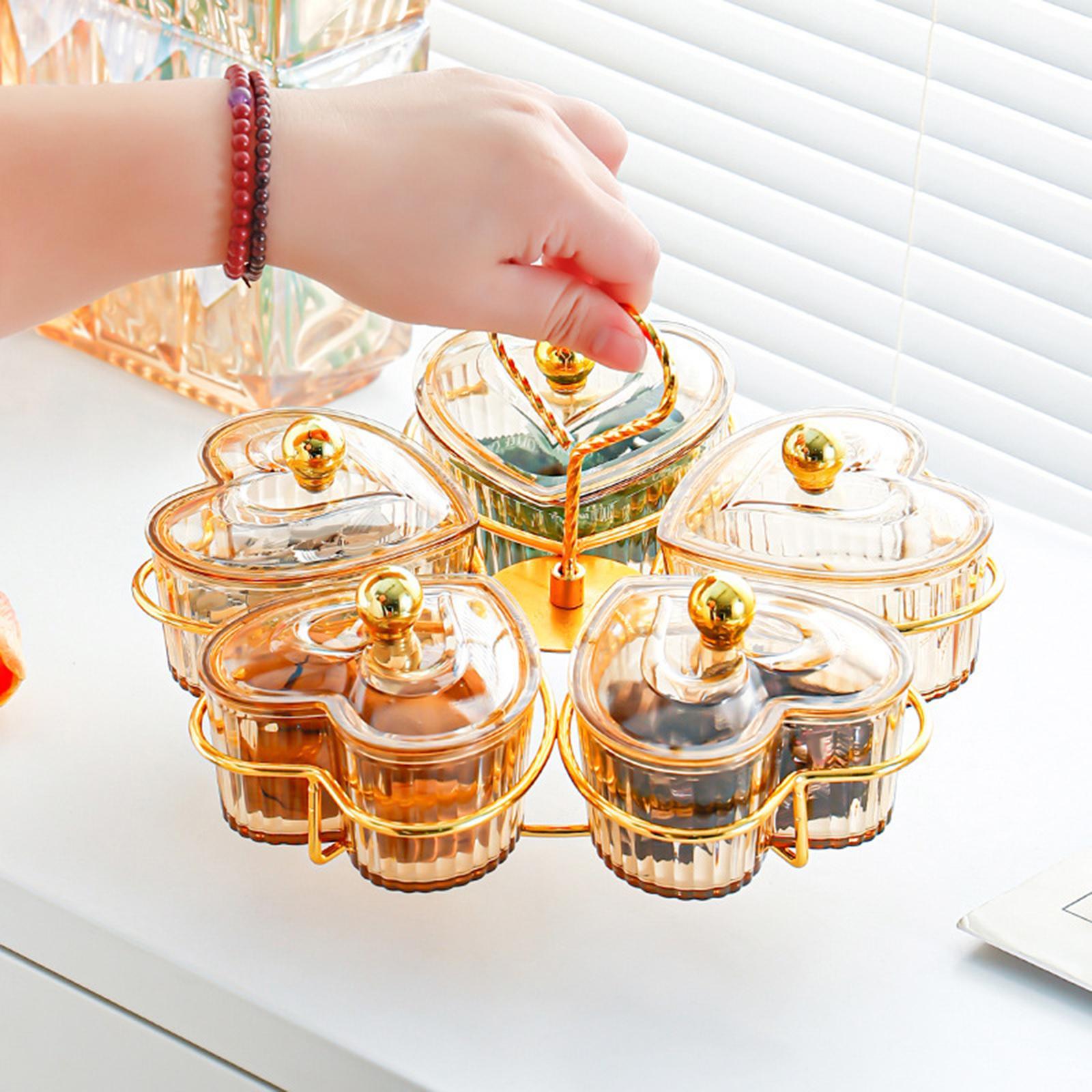 Divided Serving Trays Decorative Snack Platters for Dessert Chip Cookies Orange 5 Bowls