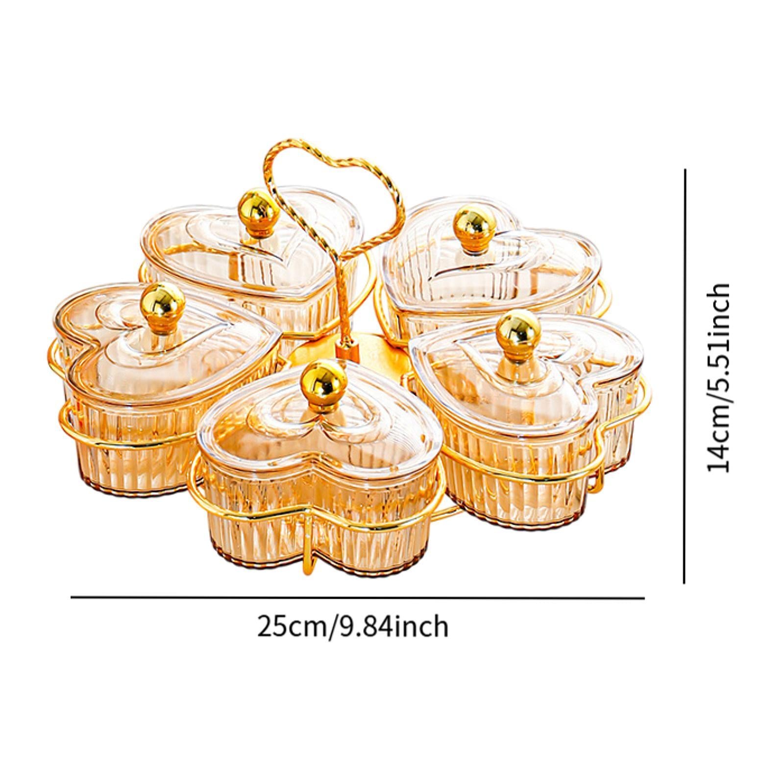 Divided Serving Trays Decorative Snack Platters for Dessert Chip Cookies Orange 5 Bowls