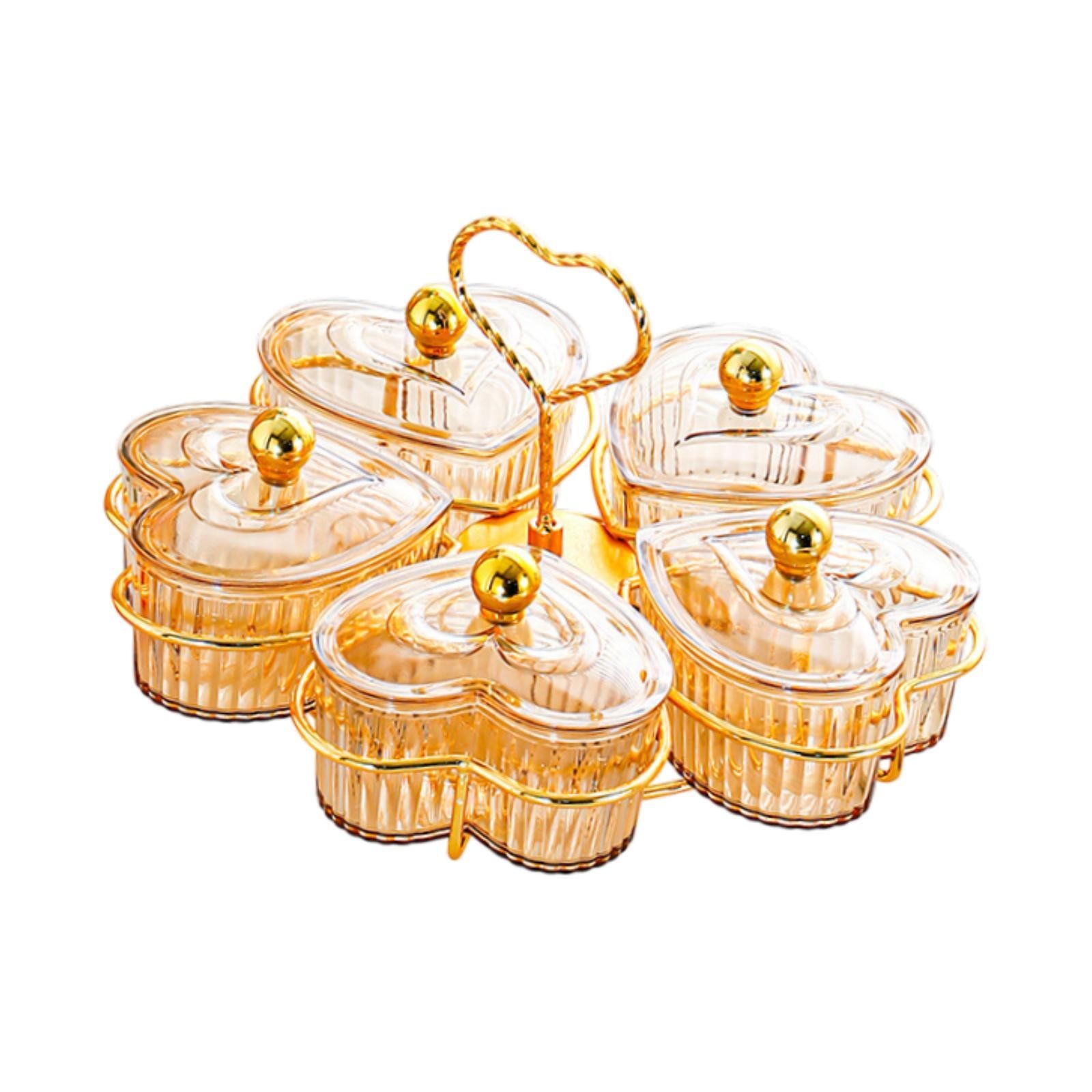 Divided Serving Trays Decorative Snack Platters for Dessert Chip Cookies Orange 5 Bowls