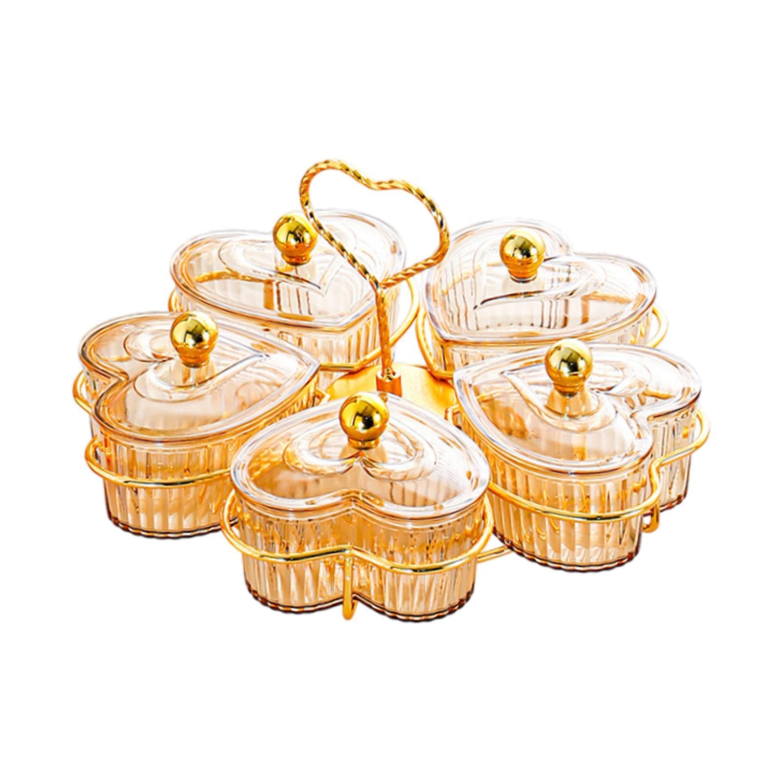 Divided Serving Trays Decorative Snack Platters for Dessert Chip Cookies Orange 5 Bowls