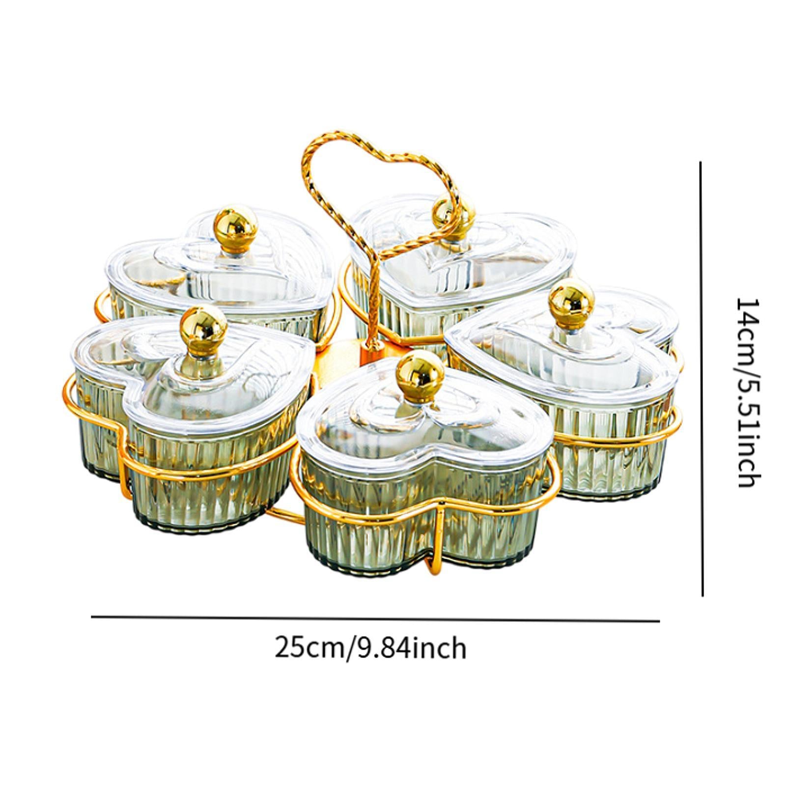 Divided Serving Trays Decorative Snack Platters for Dessert Chip Cookies Green 5 Bowls