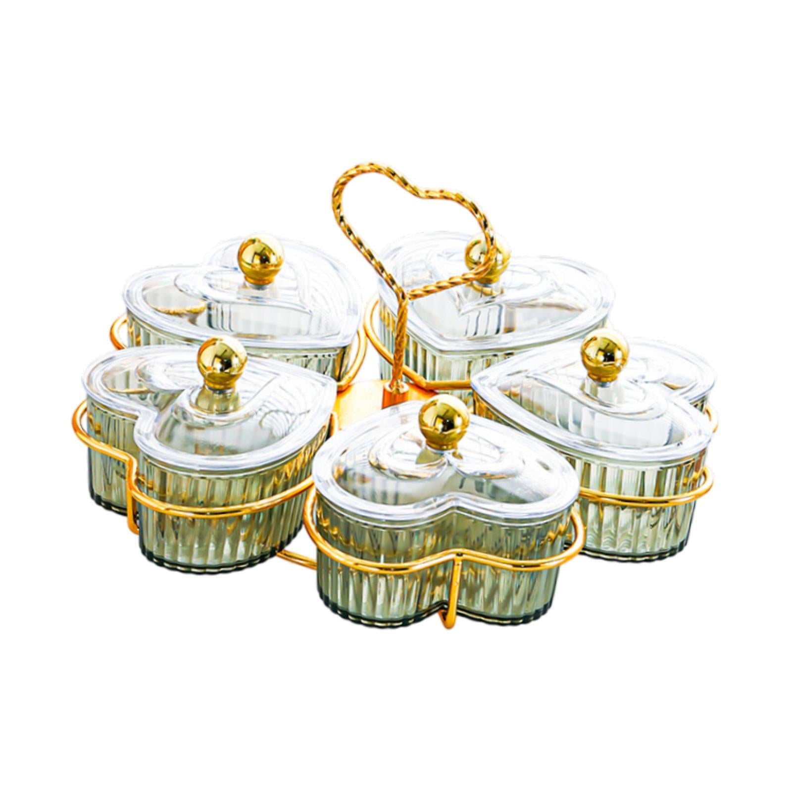 Divided Serving Trays Decorative Snack Platters for Dessert Chip Cookies Green 5 Bowls