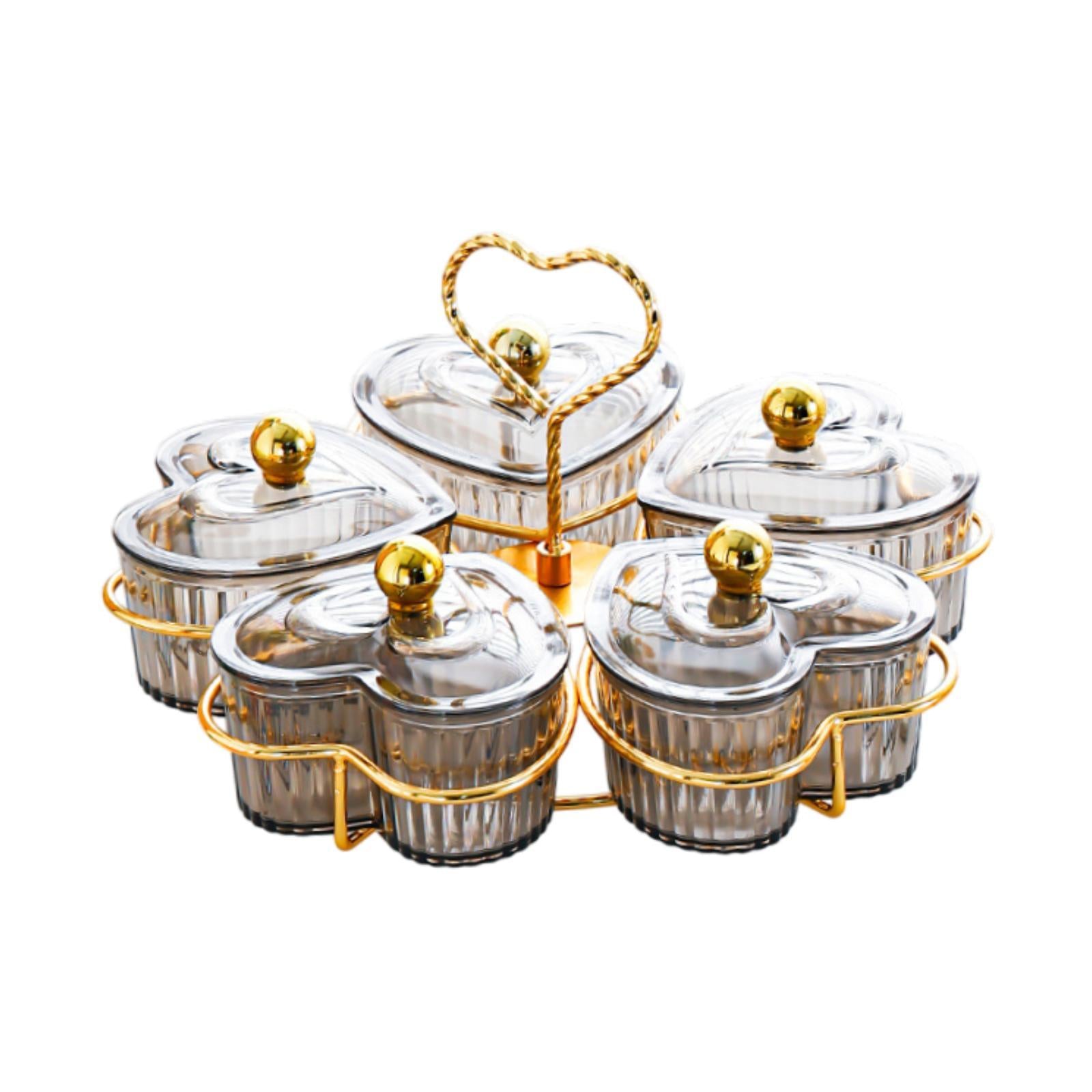 Divided Serving Trays Decorative Snack Platters for Dessert Chip Cookies Gray 5 Bowls