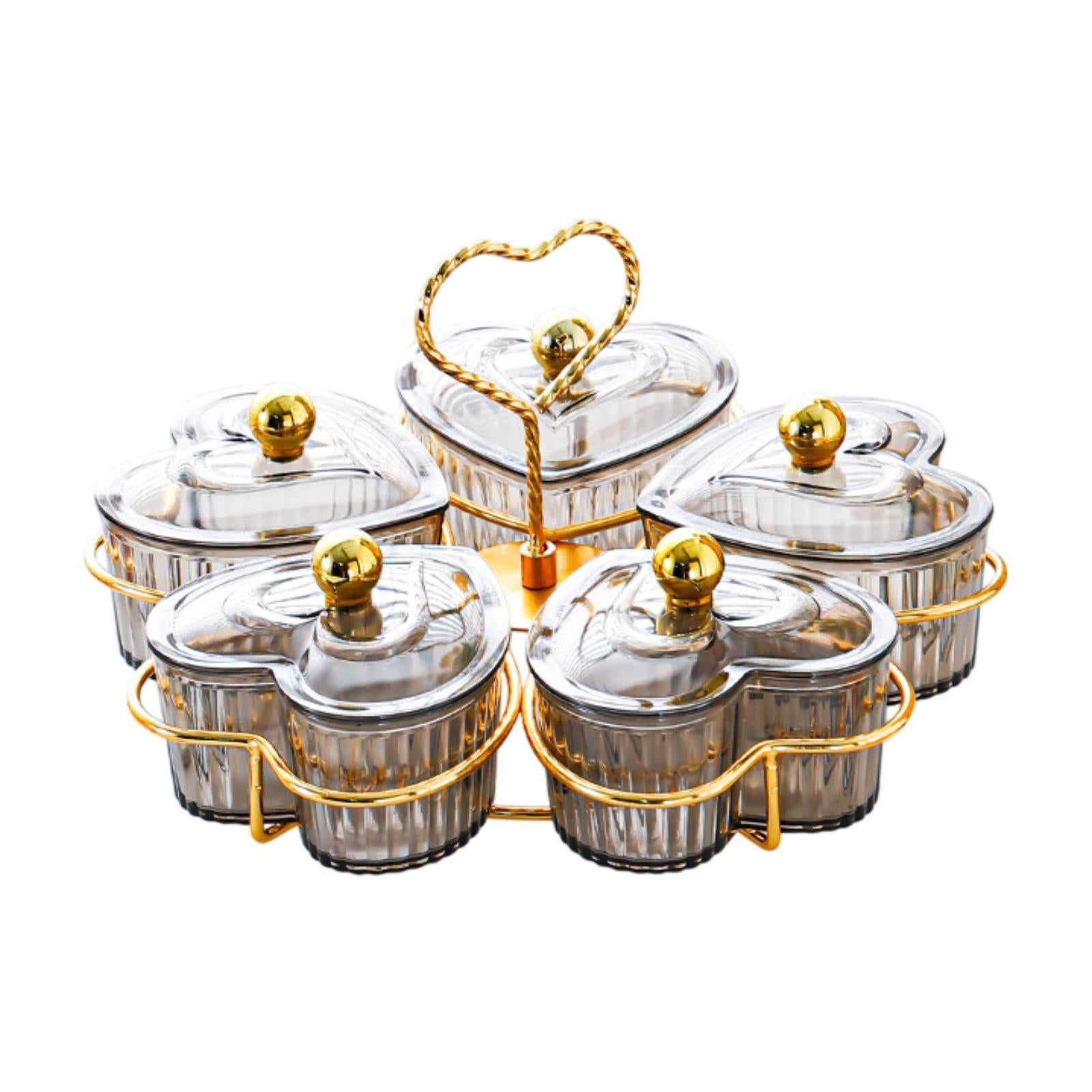 Divided Serving Trays Decorative Snack Platters for Dessert Chip Cookies Gray 5 Bowls