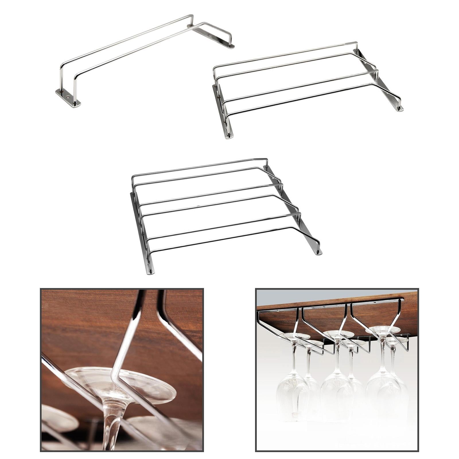 Under Cabinet Wine Glass Holder Iron Shelf for Dining Room Cabinet Household Single Row
