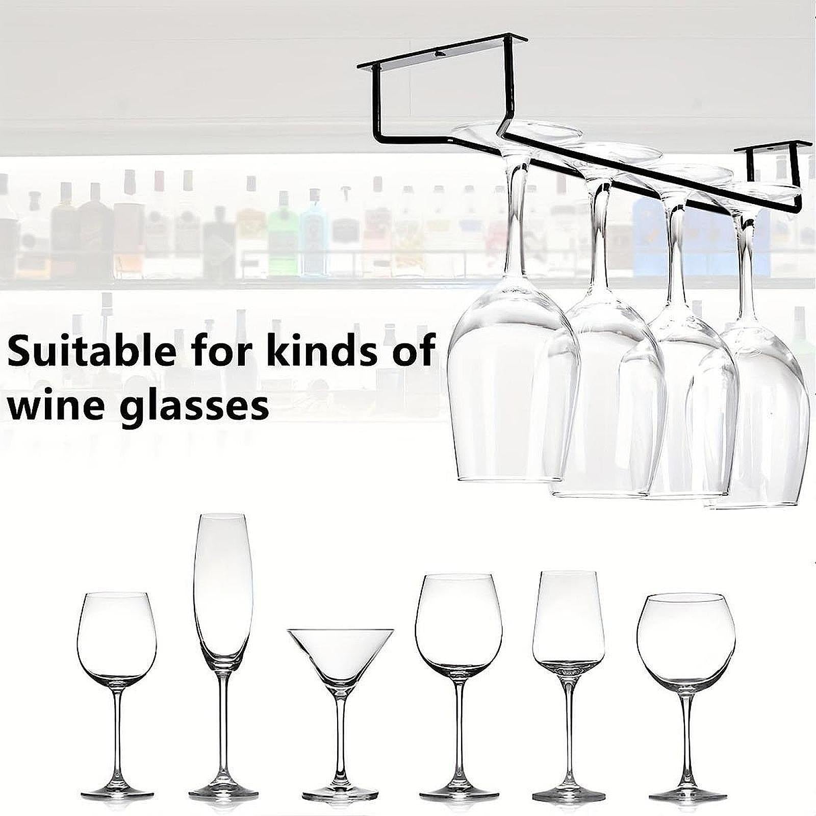 Under Cabinet Wine Glass Holder Iron Shelf for Dining Room Cabinet Household Black