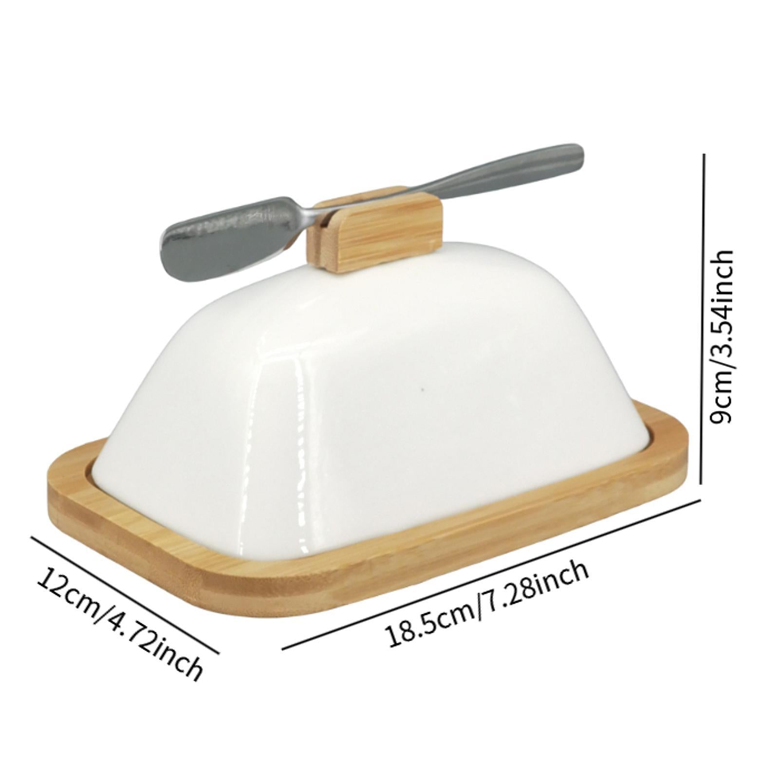 Ceramic Butter Dish Multifunctional Butter Plate for Home Countertop Freezer White