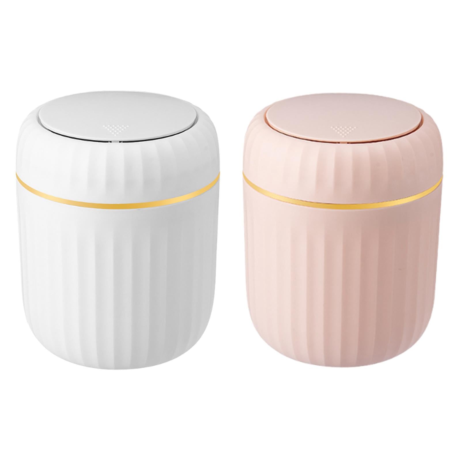 Small Desktop Trash Can Small Press Type Waste Bin for Home Kitchen Tabletop White