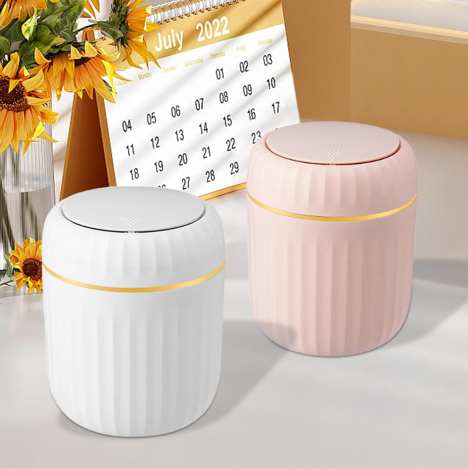 Small Desktop Trash Can Small Press Type Waste Bin for Home Kitchen Tabletop White