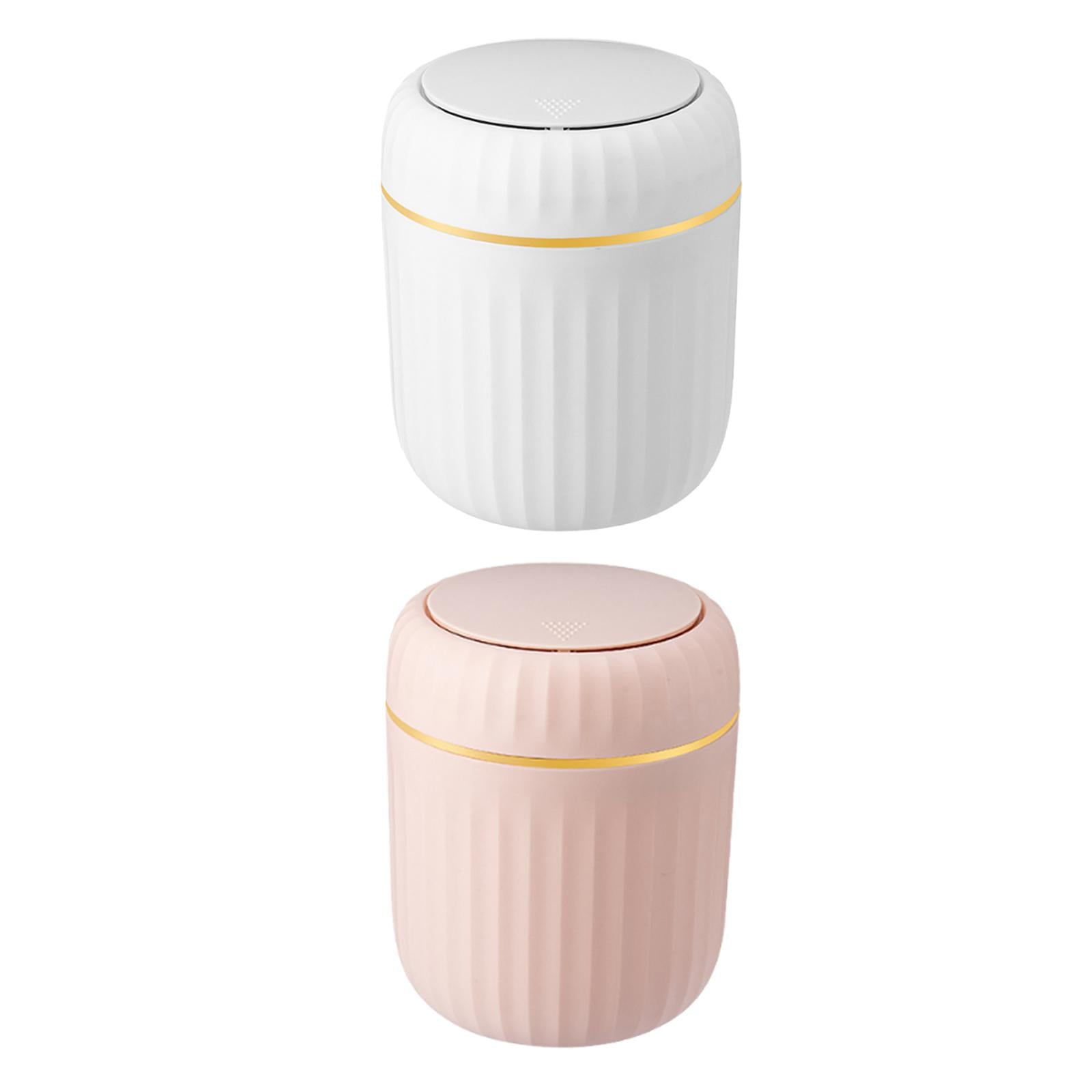 Small Desktop Trash Can Small Press Type Waste Bin for Home Kitchen Tabletop White