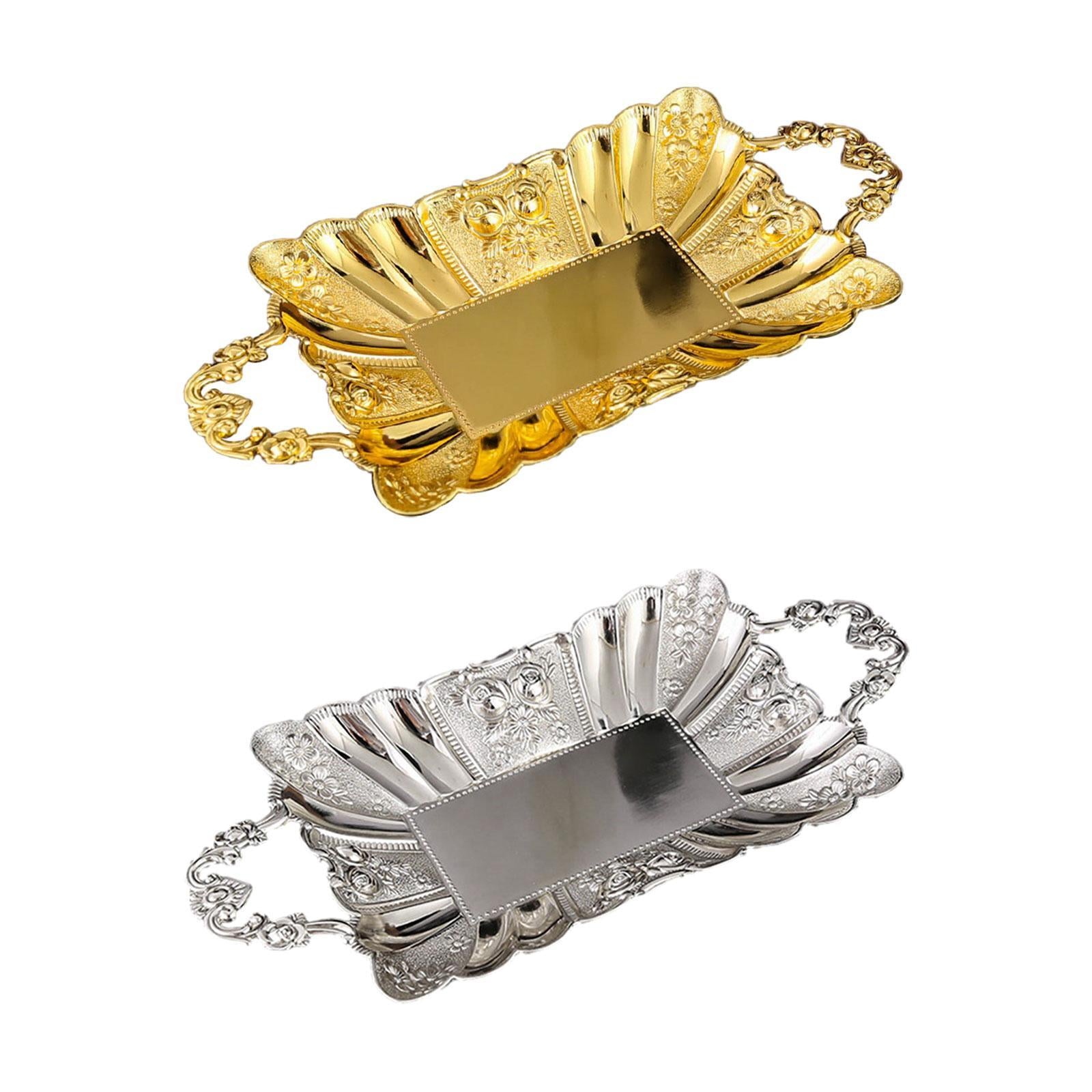 Serving Tray Multipurpose European Decor Fruit Plate for Kitchen Bar Desktop Gold