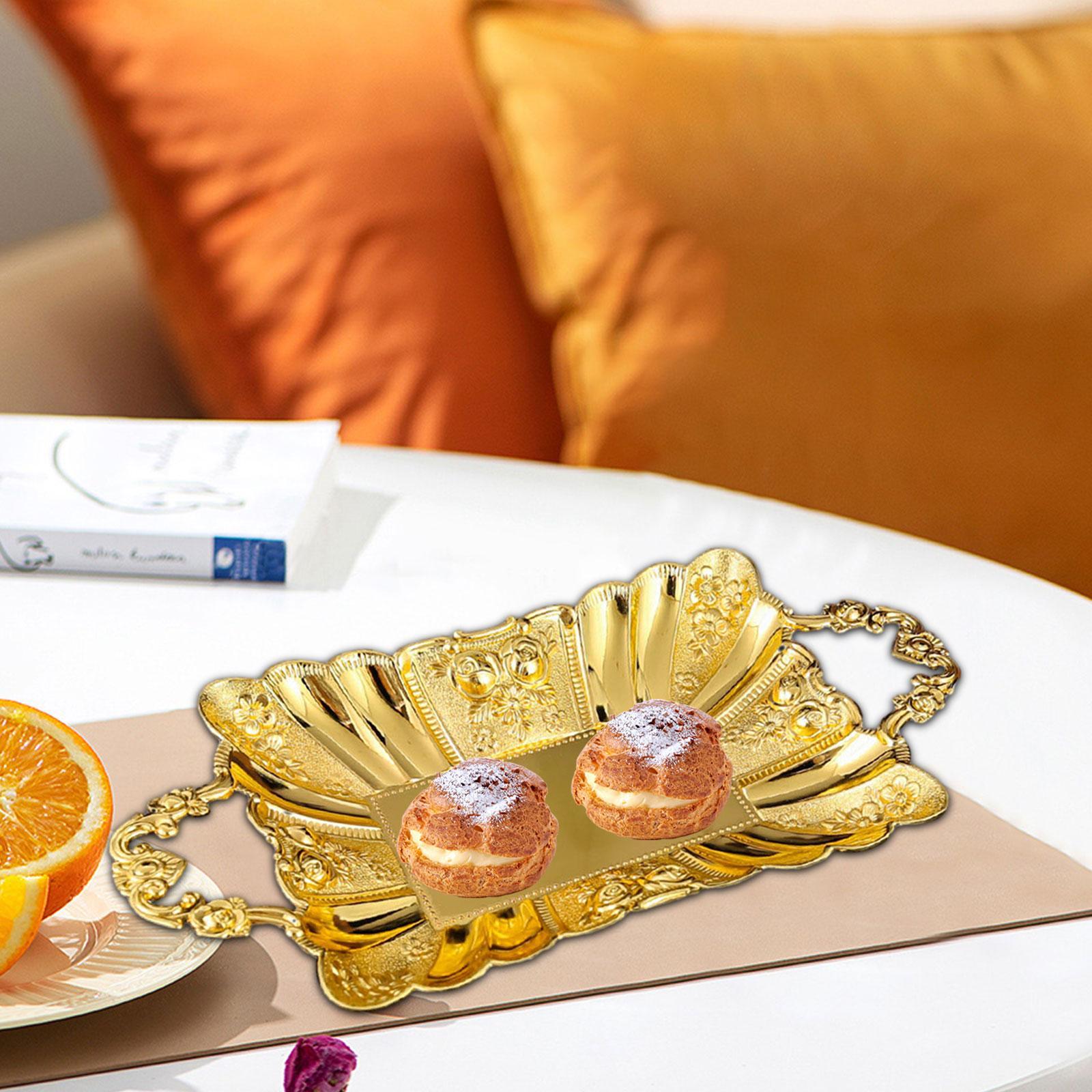 Serving Tray Multipurpose European Decor Fruit Plate for Kitchen Bar Desktop Gold
